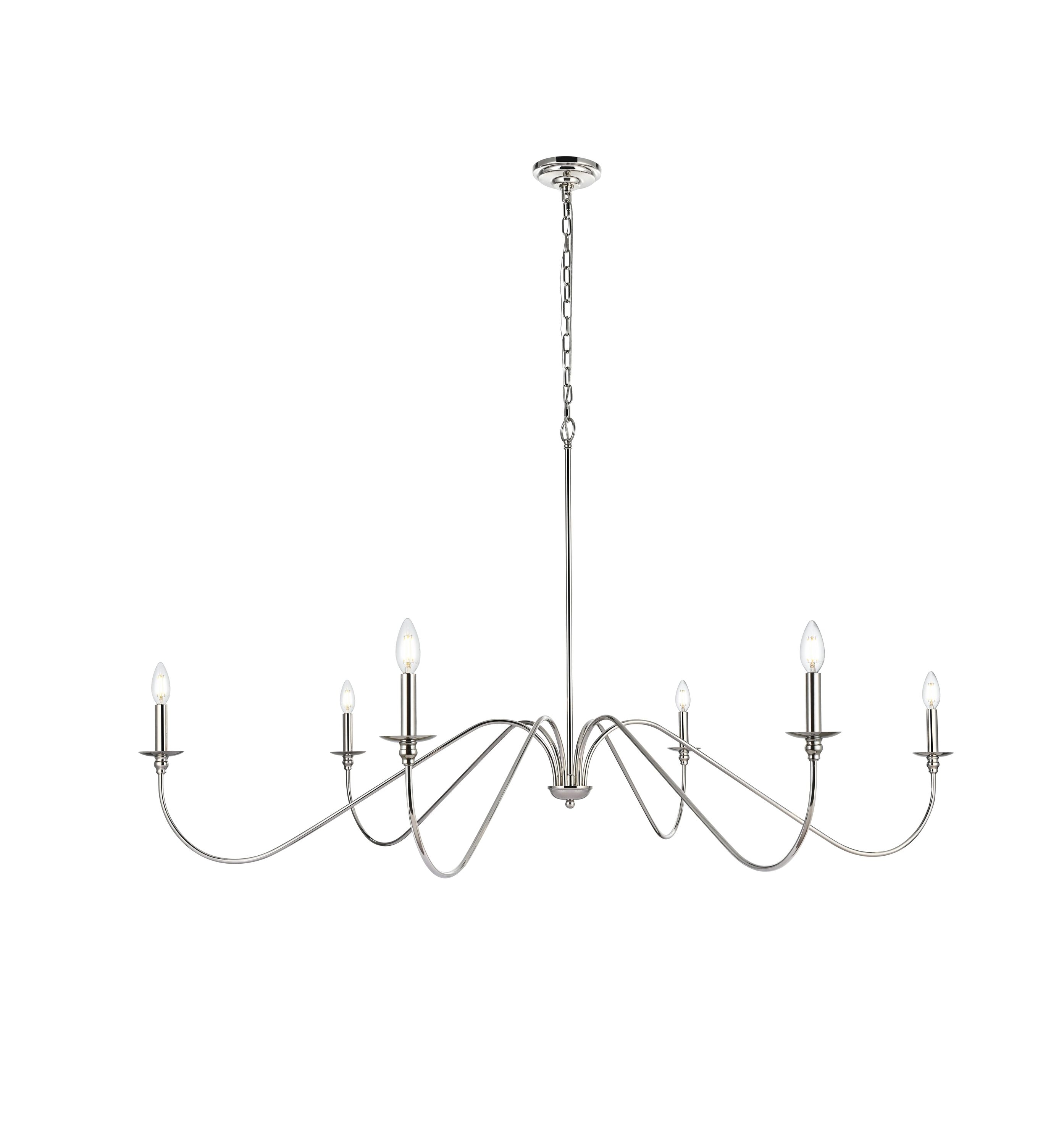 Polished Nickel 60" 6-Light Candle Chandelier