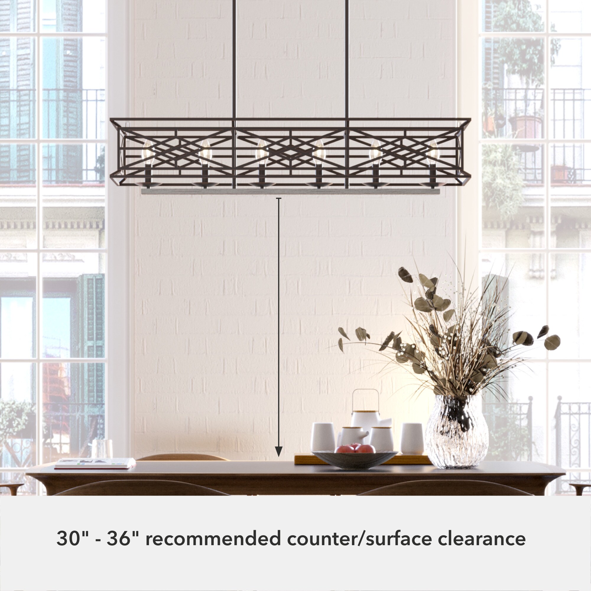 Langwood Onyx Bengal 6-Light Vintage Linear Chandelier