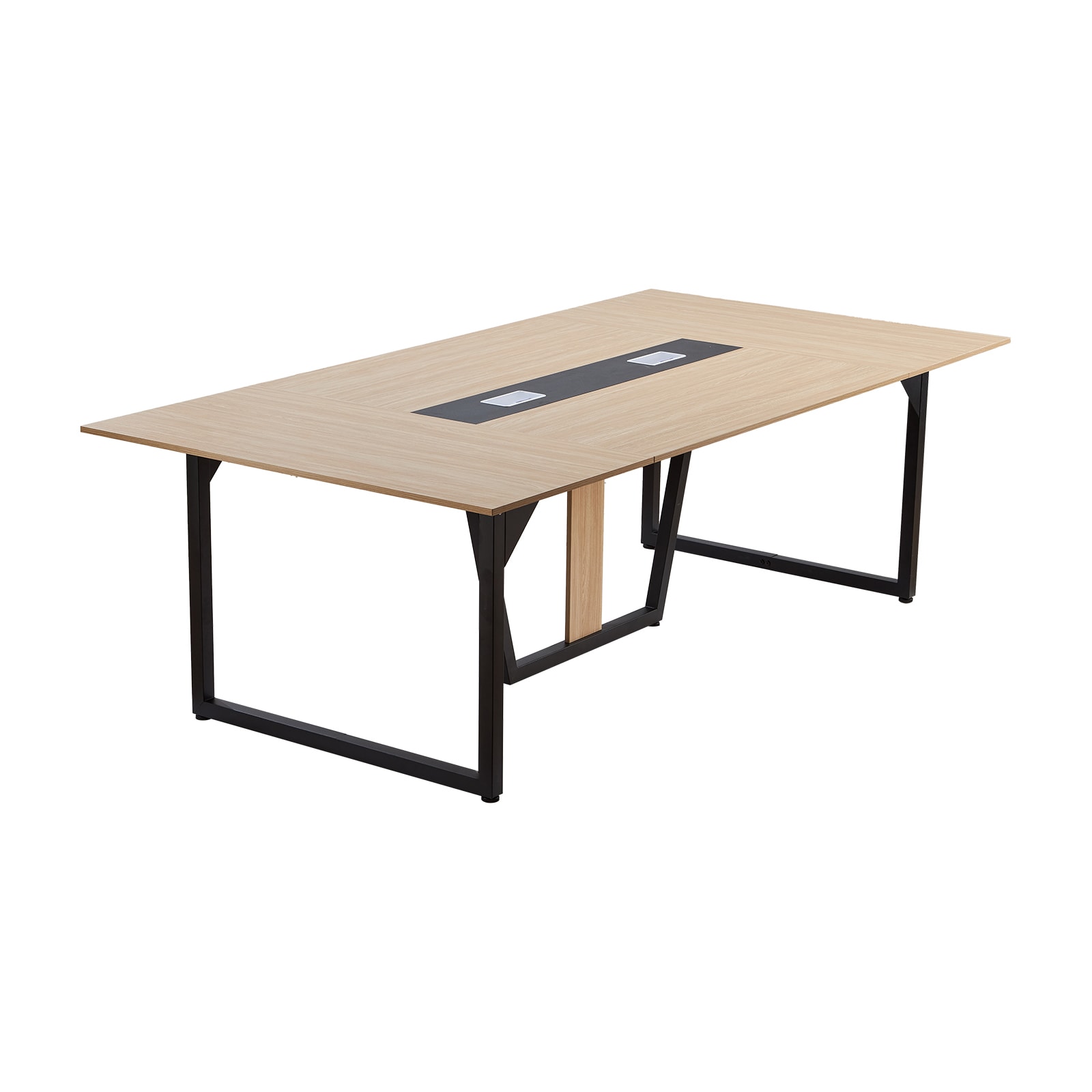 VEVOR Conference Table 8 ft Office Meeting Table for 10 Person Modern Rectangle Seminar Desk with Metal Legs Large Meeting Desk Ideal for Office Boardroom Conference Room Easy Assembly Brown