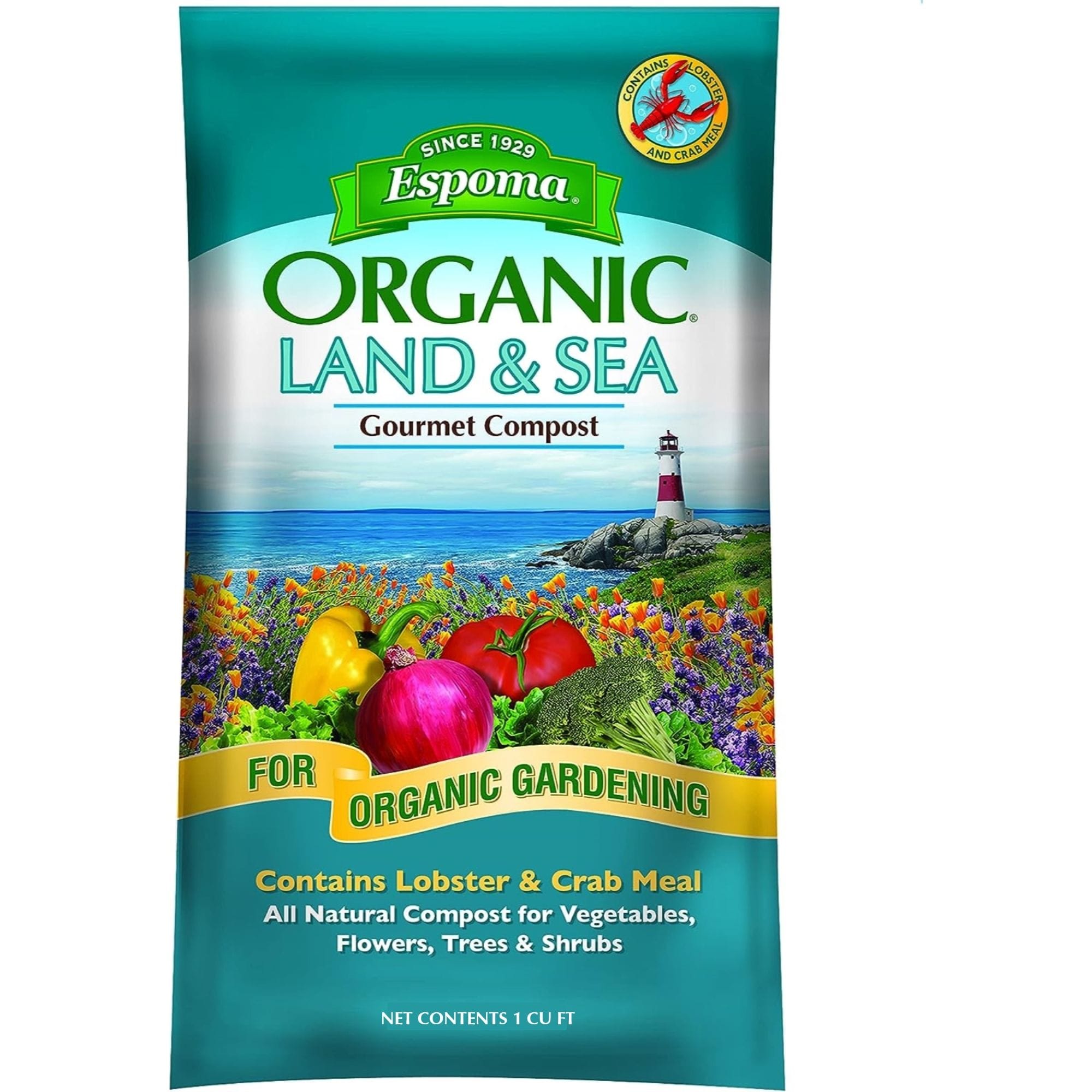 Espoma Land and Sea Gourmet Compost for Organic Gardening - Contains Lobster and Crab Meal - 1 cu ft