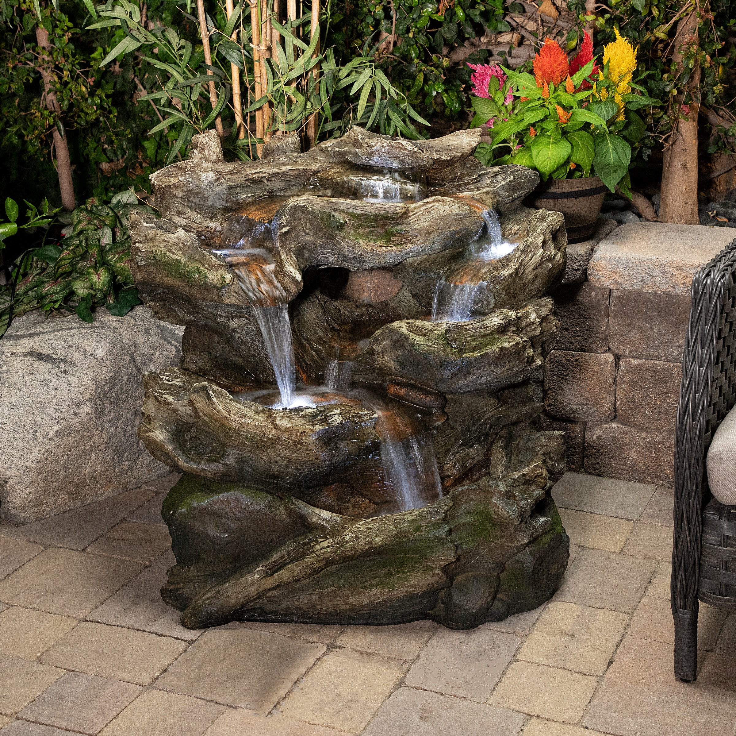 Alpine Corporation 32-in H Resin Water Tiered Outdoor Fountain Pump ...