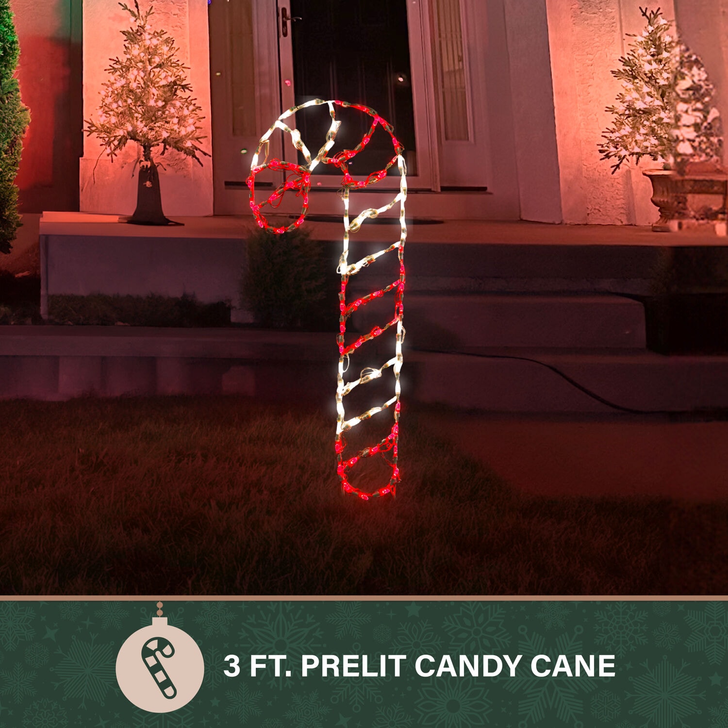 Giant Red and White LED Candy Cane Outdoor Light