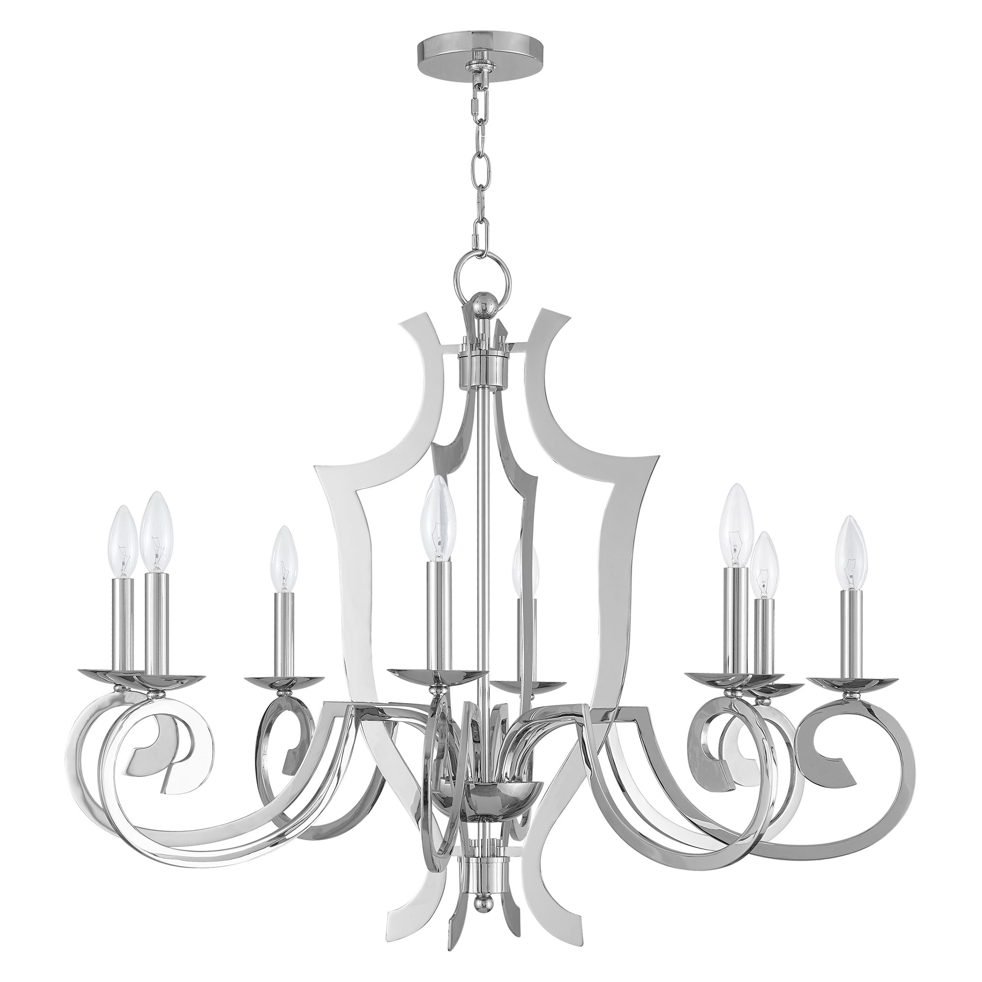 Aldrich 32.5" Polished Chrome 8-Light Candelabra Chandelier