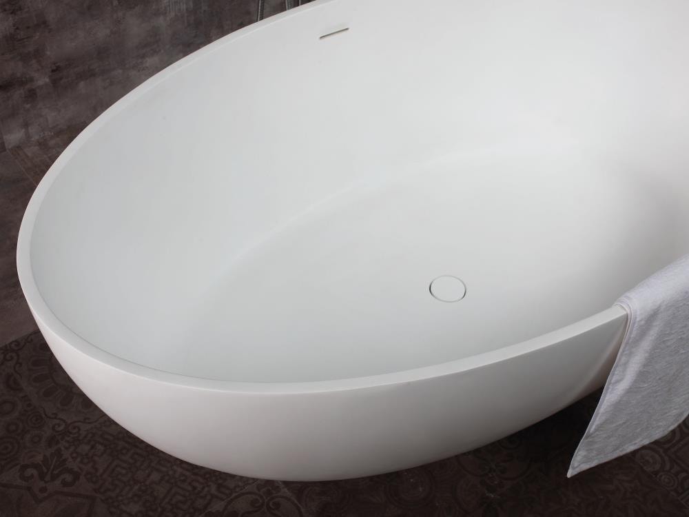 67'' Matte White Resin Freestanding Soaking Bathtub
