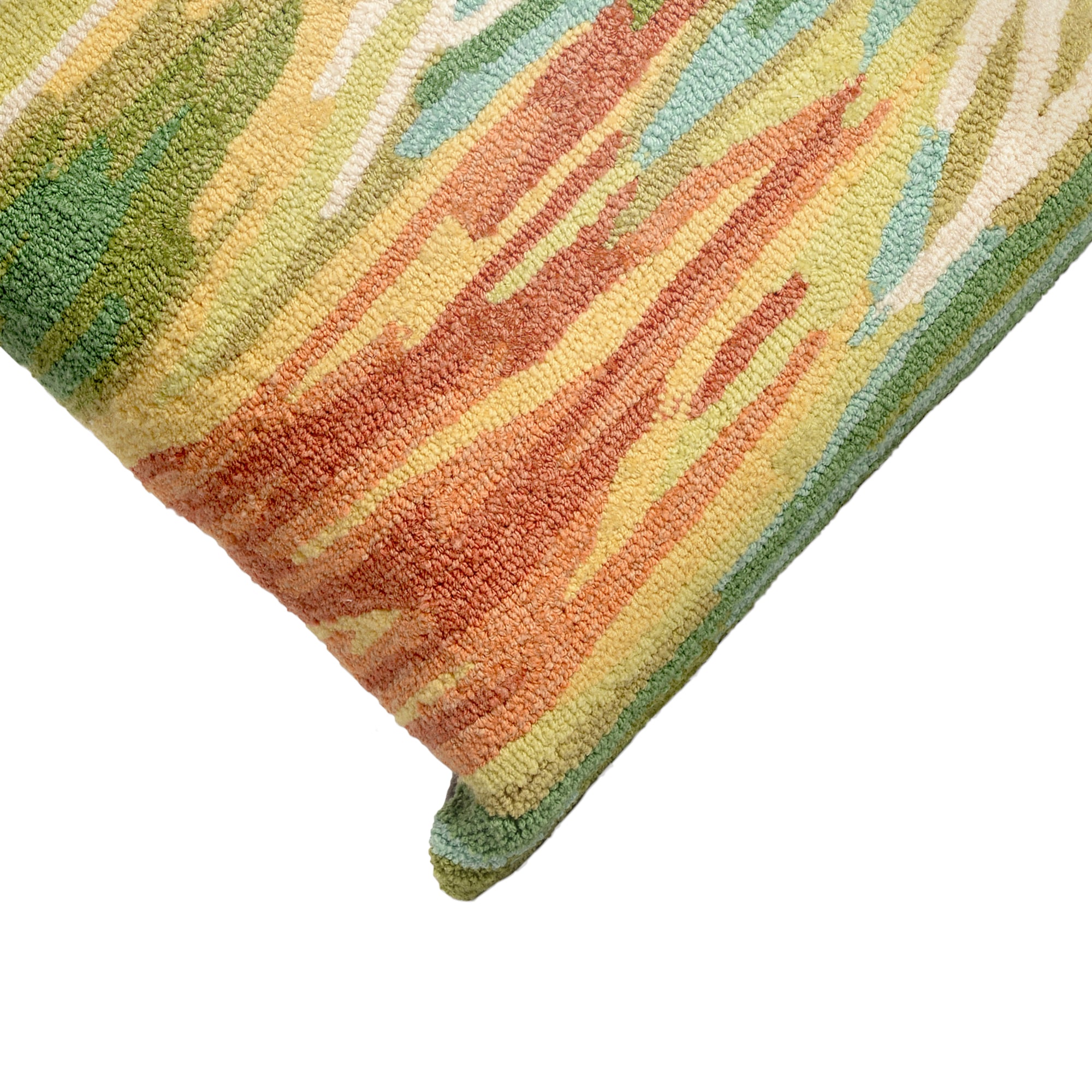 Watercolor Green Hand Hooked Indoor/Outdoor Pillow 18" x 18"