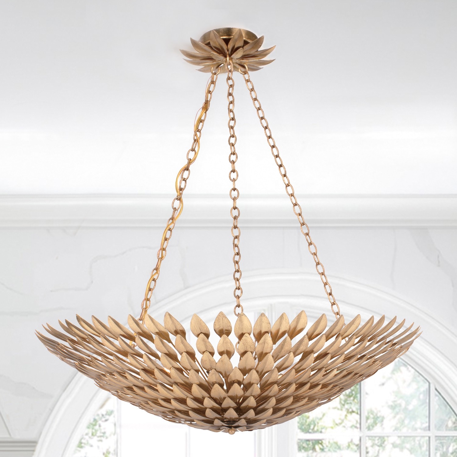 Antique Gold Elegance 8-Light Crystal Candle Chandelier