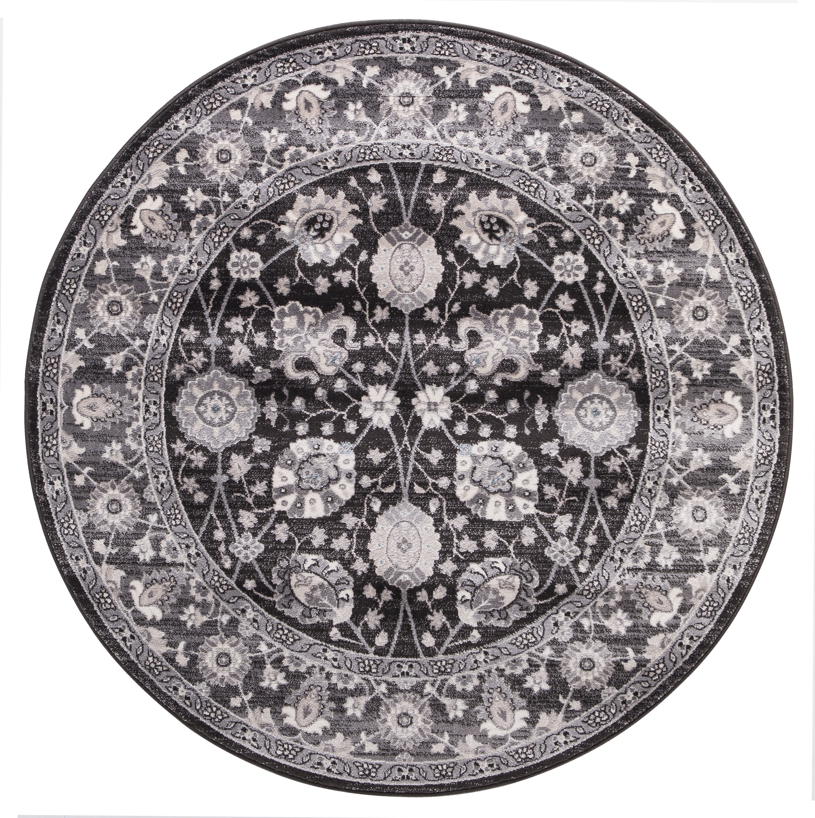 Concord Global 45330 5 x 5 Anthracite Round Border Area Rug