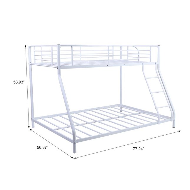 Casainc White Twin Over Full Bunk Bed, Metal Bunk Bed Twin Over Full Assembly Instructions