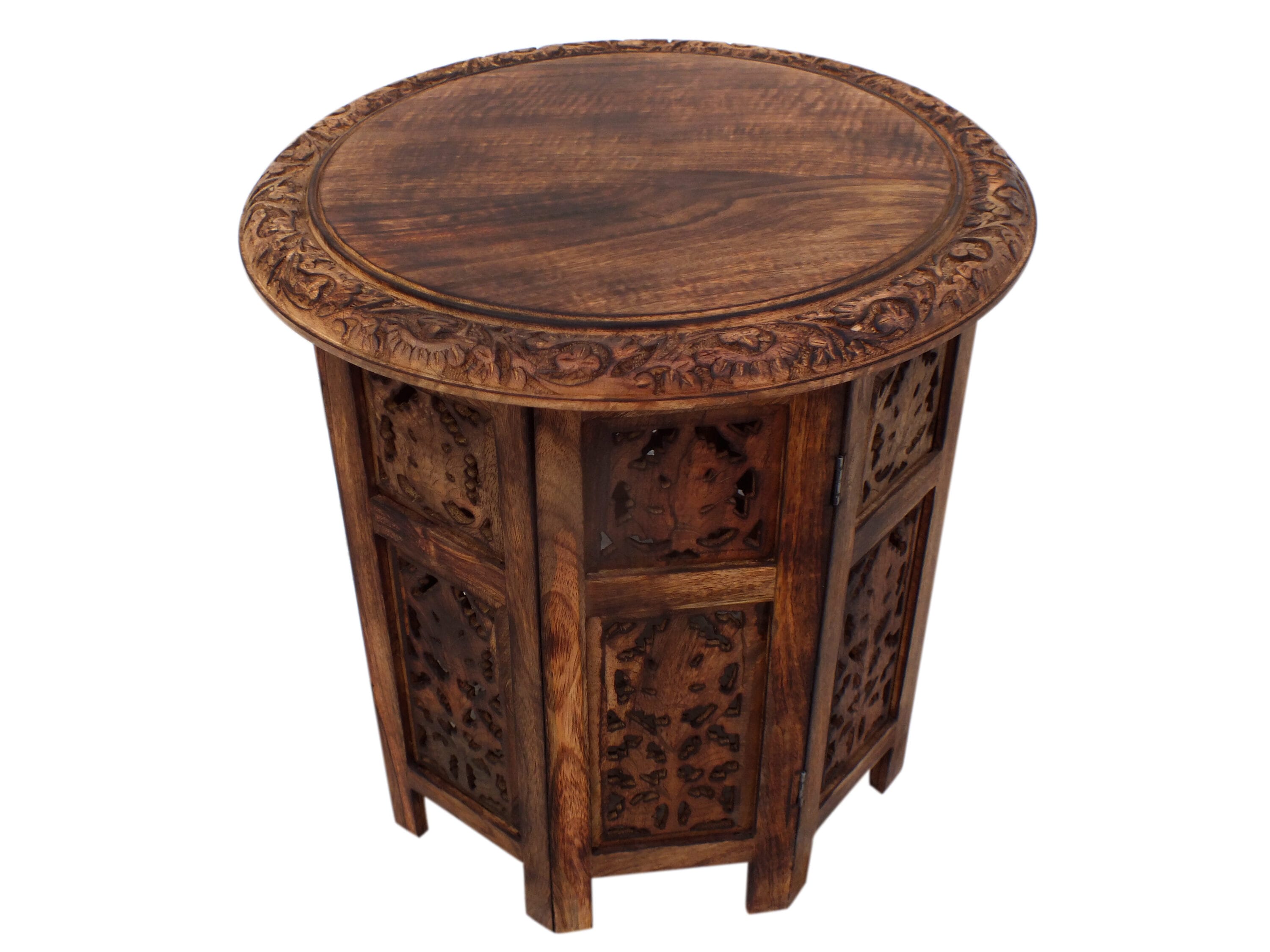 Elegant Dark Chocolate Mango Wood 18" Folding Accent Coffee Table