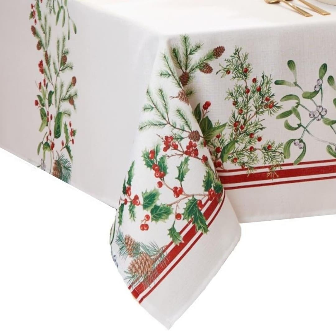 Elrene Home Fashions 194590055134 Winter Holiday Berry 60x84 Indoor Multicolor Table Cover for 6-ft rectangle