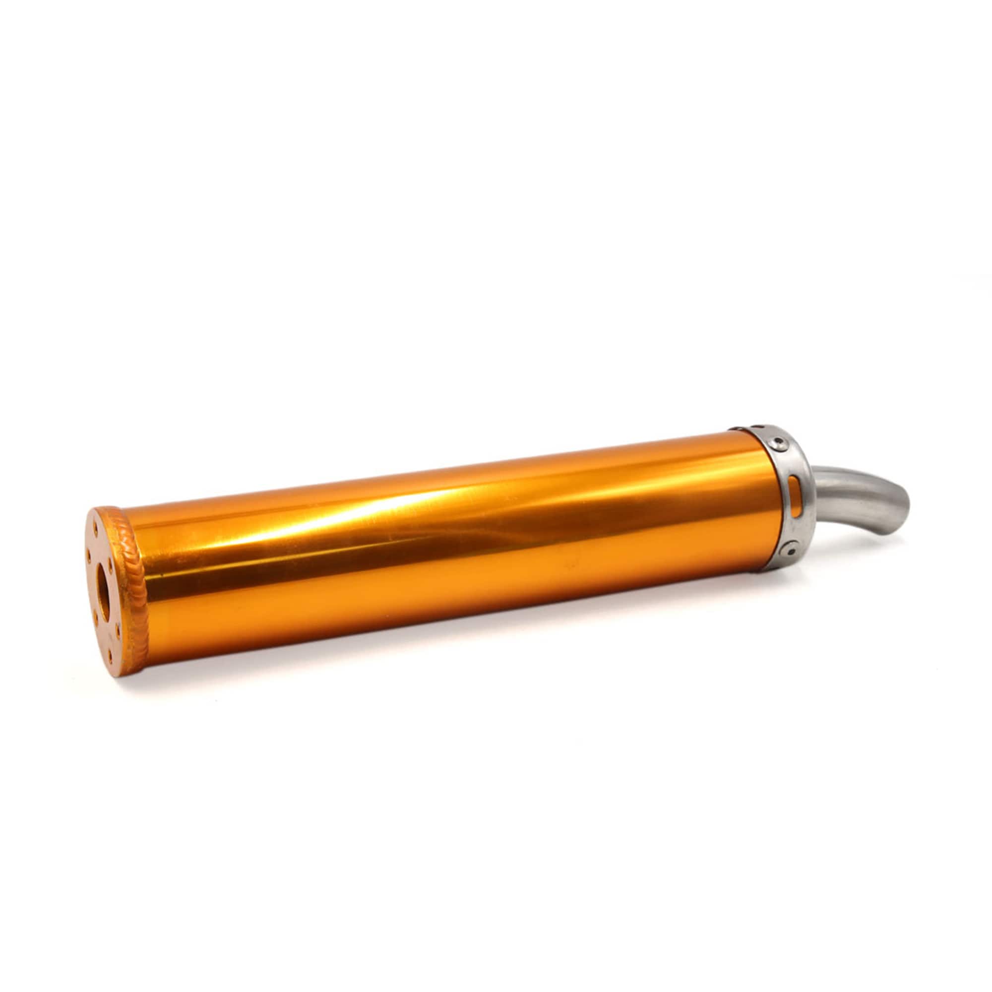 Unique Bargains - 350 x 65mm Gold Tone Stainless Steel Cylinder Shaped Exhaust Pipe Muffler for M...
