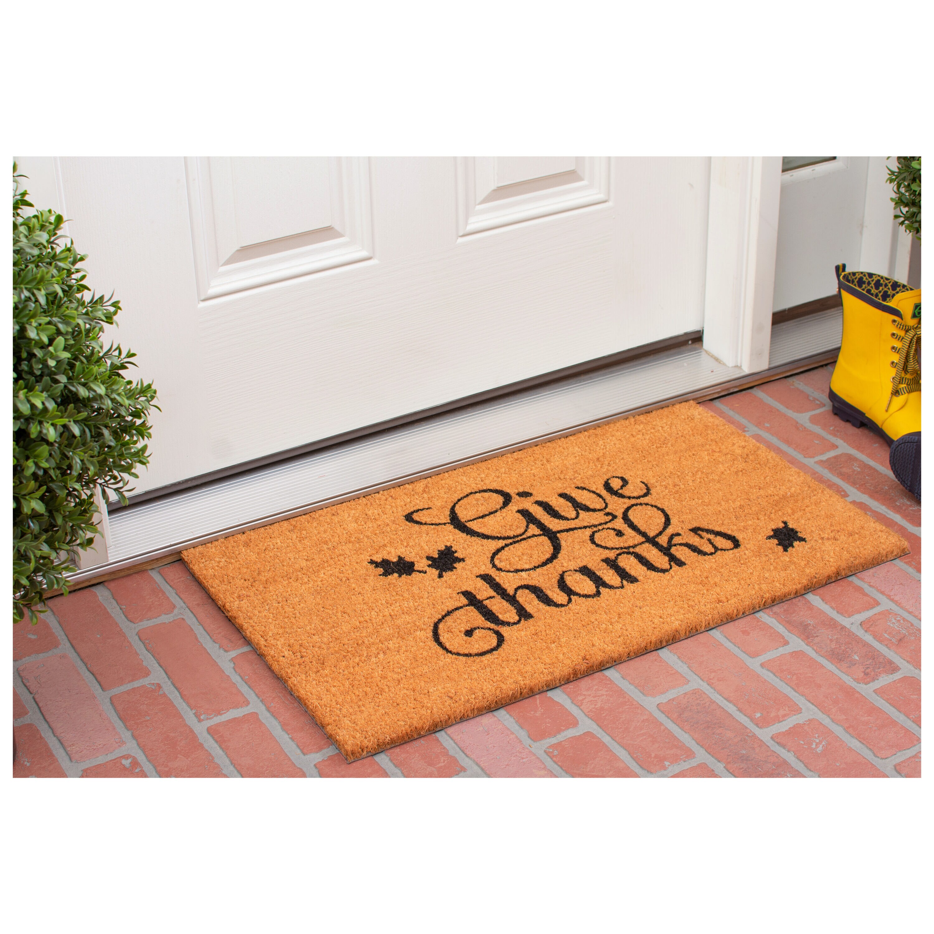 Happy Thanksgiving Coir Doormat with Turkey Design, 17" x 29"