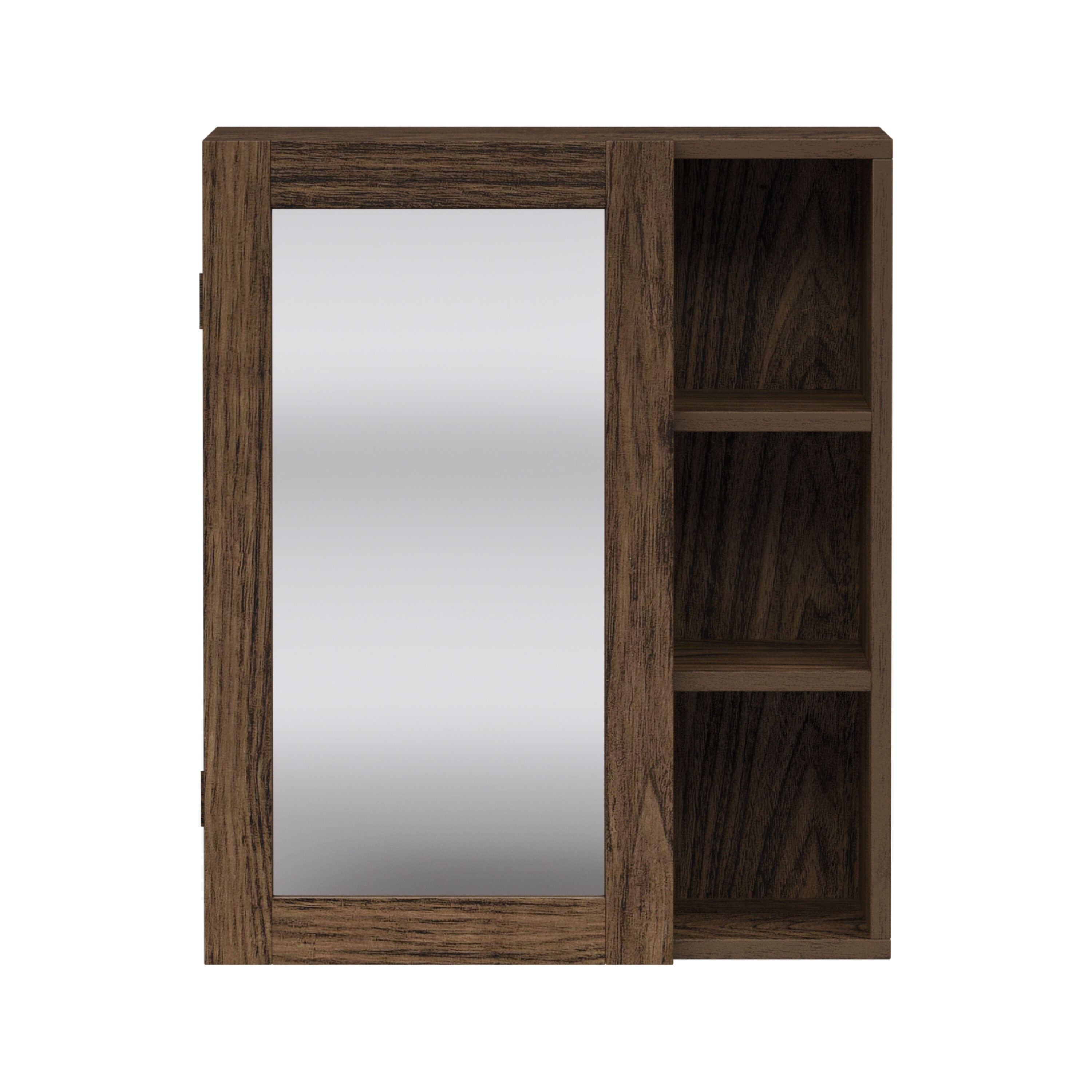 Teamson Home ELG-917WA 6.69-in x 24.02-in Surface Mount Walnut Mirrored Rectangle Medicine Cabinet