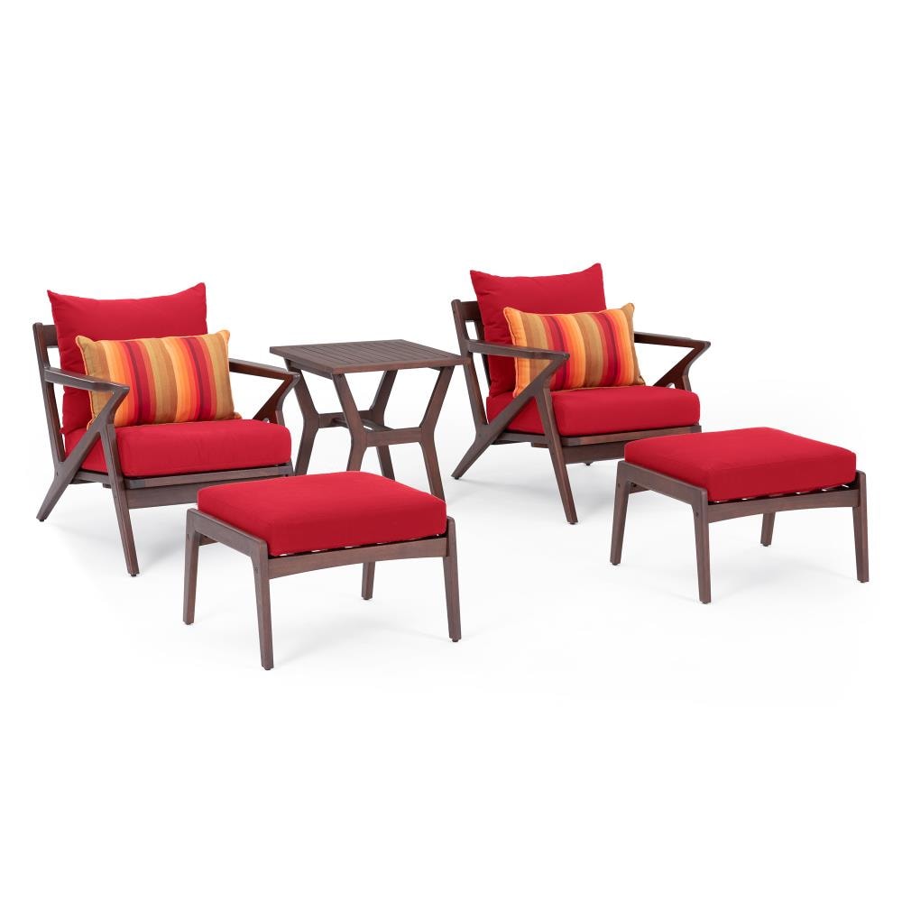 RST Brands OP-AWCLB5-VGHN-SUN-K Vaughn 5-Piece Patio Conversation Set with Red Sunbrella Cushions
