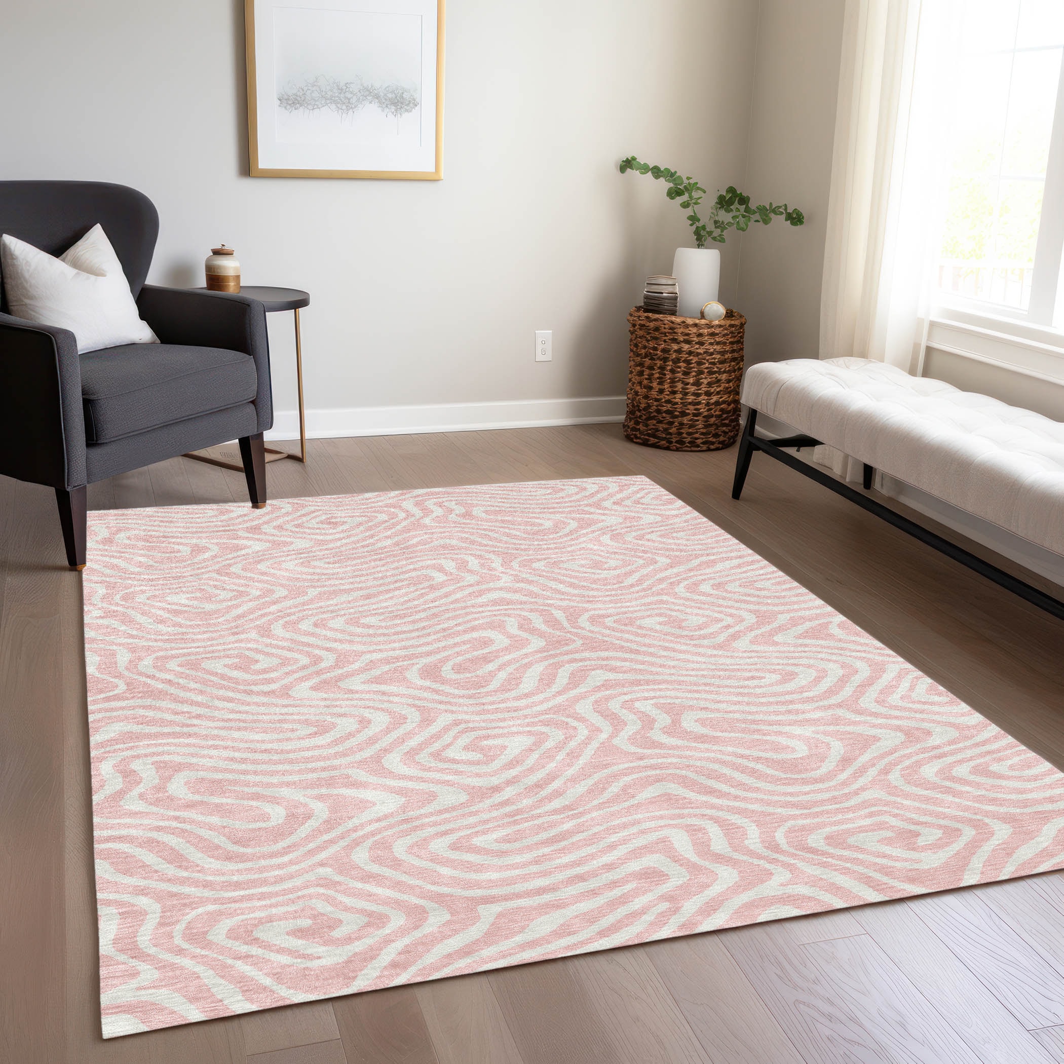 Addison Rugs ACN1020PI30X46 Chantille ACN1020PI 2 x 3 (ft) Polyester Pink Rectangular Indoor/Outdoor Geometric Machine washable Area rug