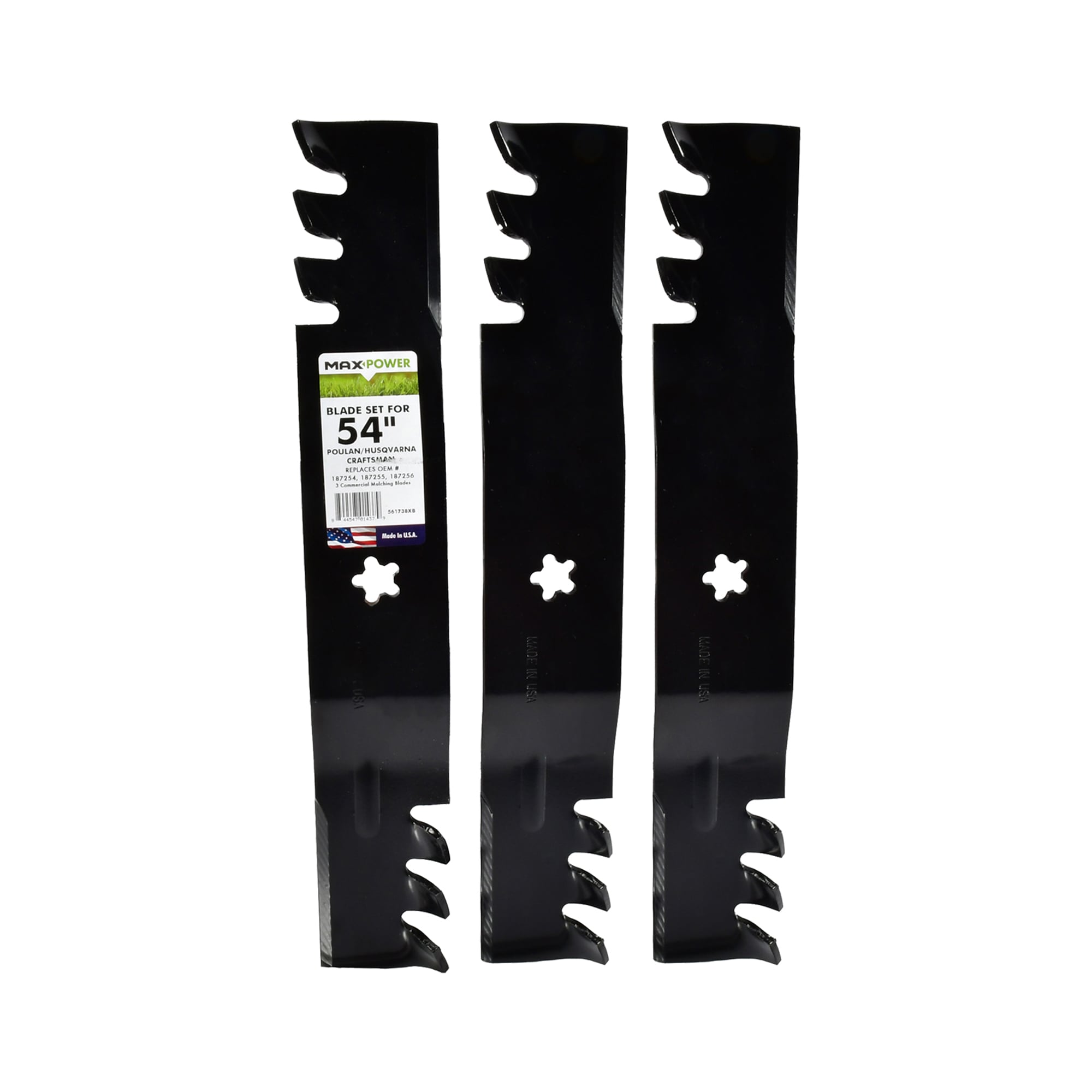 MaxPower 561738XB 54-in Deck Mulching Mower Blade for Riding Lawn 3 -Pack
