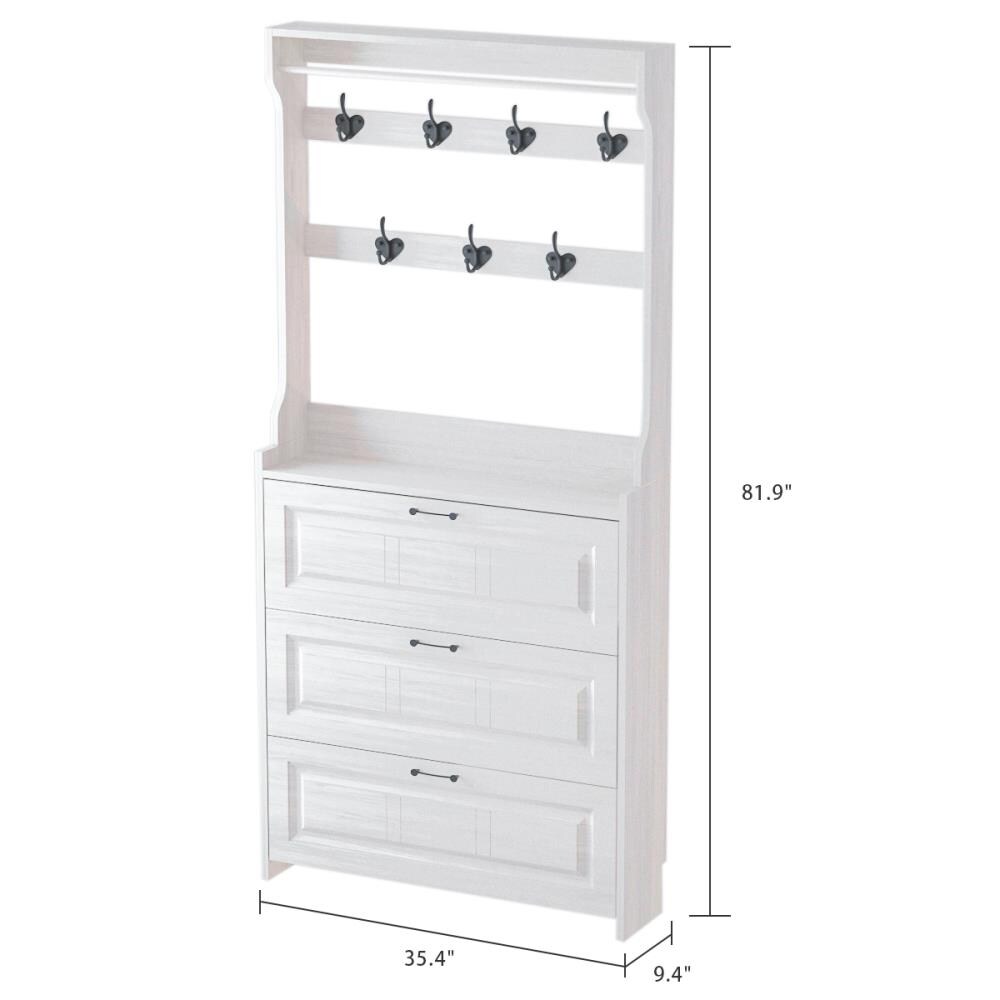 FUFU&GAGA 68.9 in. H White Wood Doors Accent Cabinet with 4-Tier