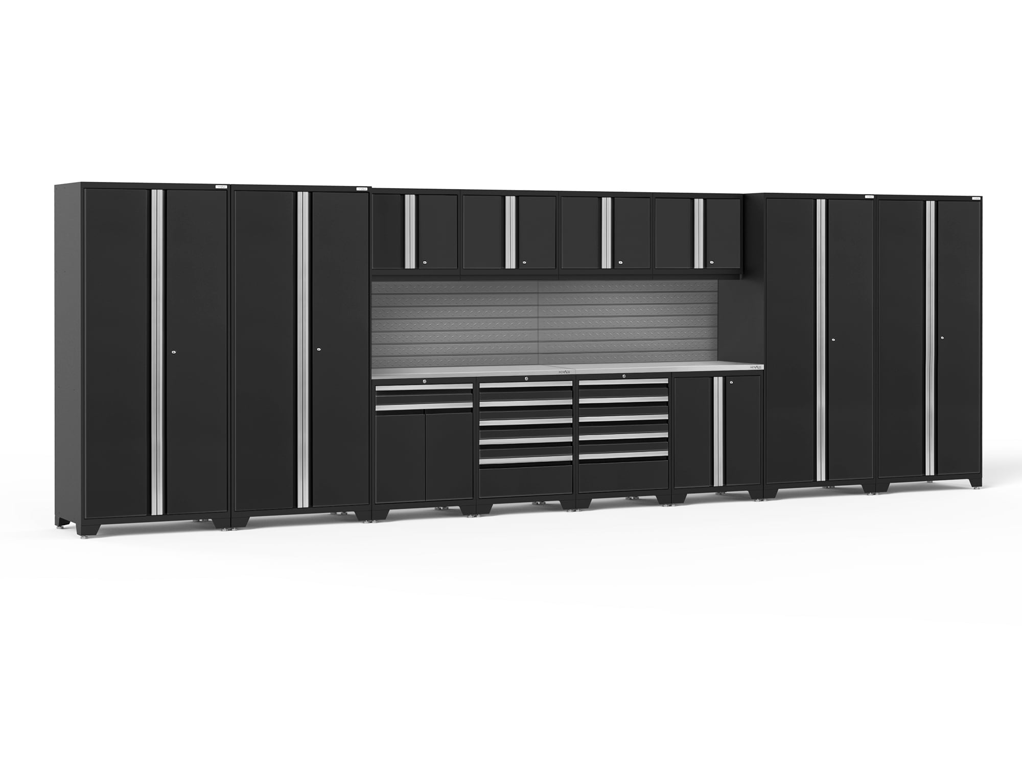 NewAge Products 64309 256-in W x 84.75-in H x 24-in D 12 -Cabinets Steel Black Garage Storage System