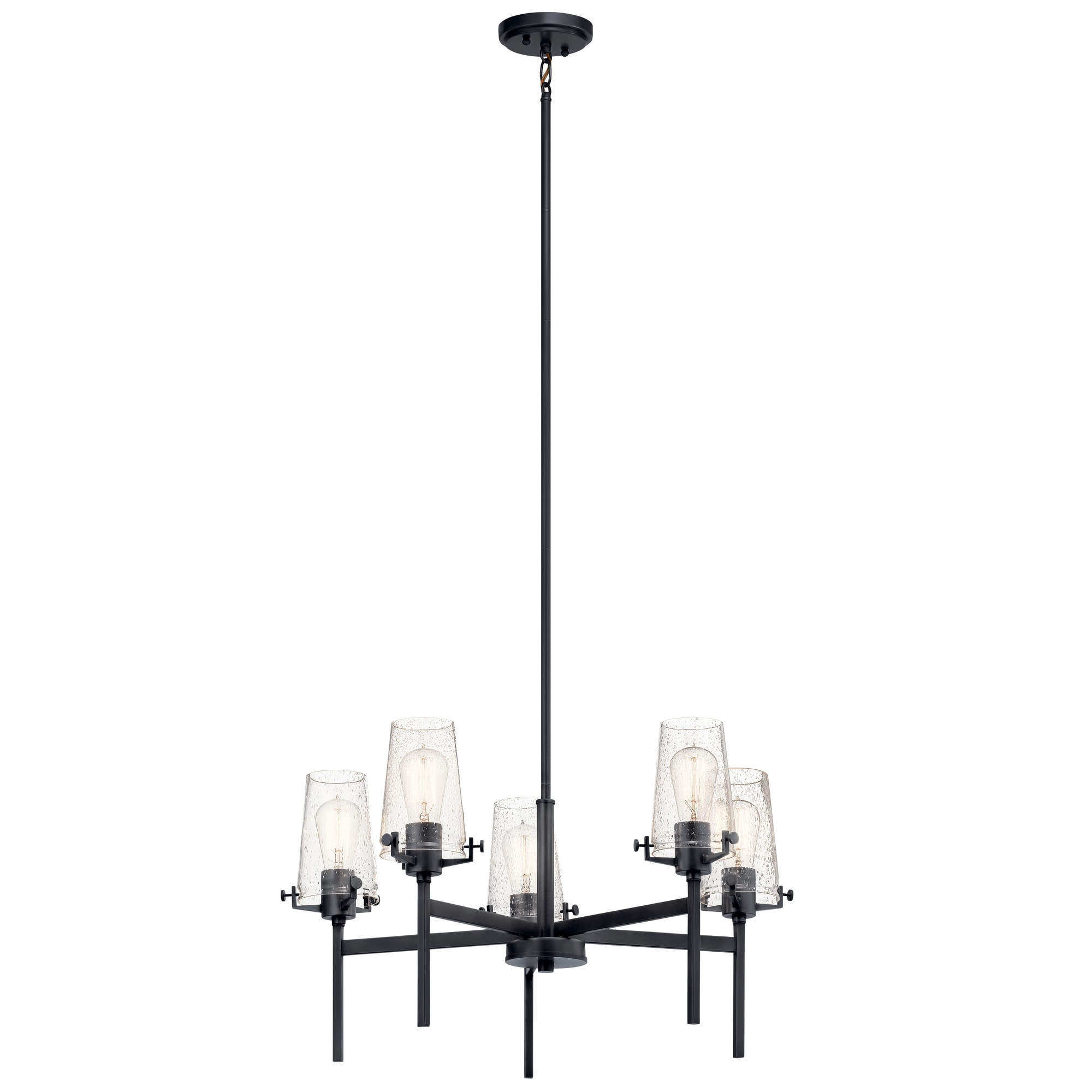 Kichler 43694BK Alton 5 -Light Brushed Black Industrial For Use in Bedrooms, Dining Rooms, Foyers, Kitchens, Living Rooms Chandelier
