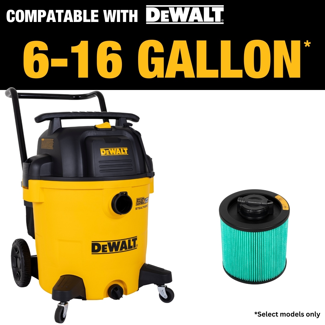 DEWALT Reusable Large Wet Dry HEPA Shop Vacuum Cartridge Filter in