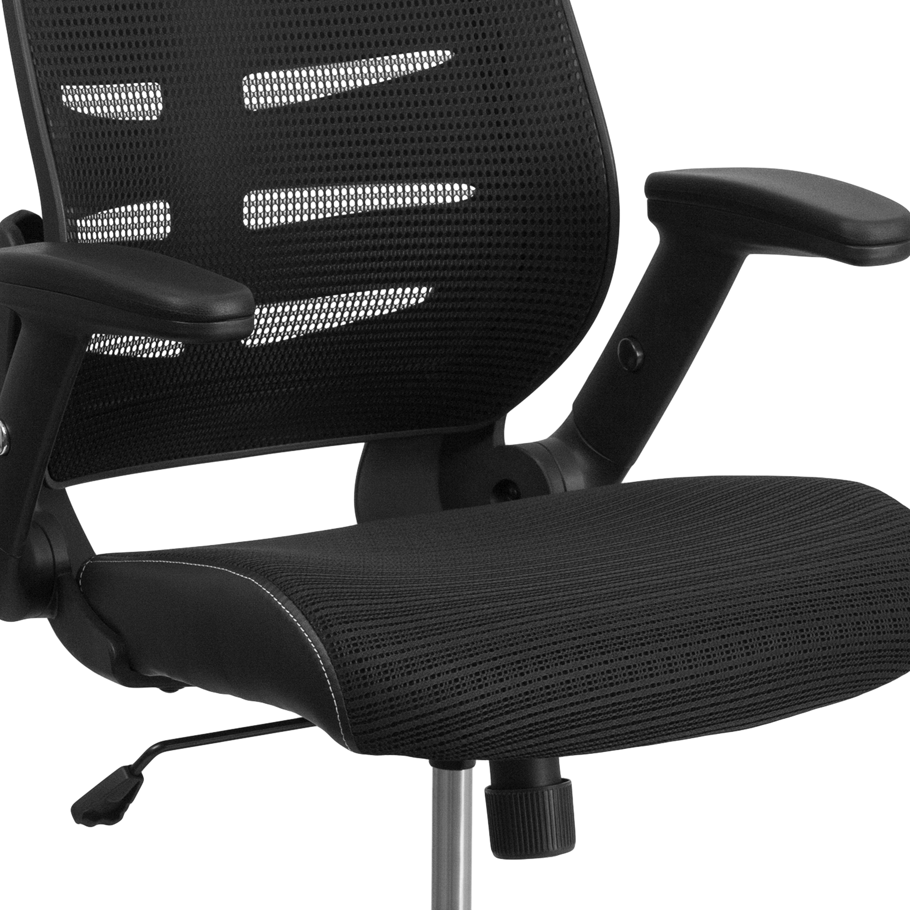 ErgoFlex High Back Black Mesh Executive Swivel Chair with Adjustable Arms