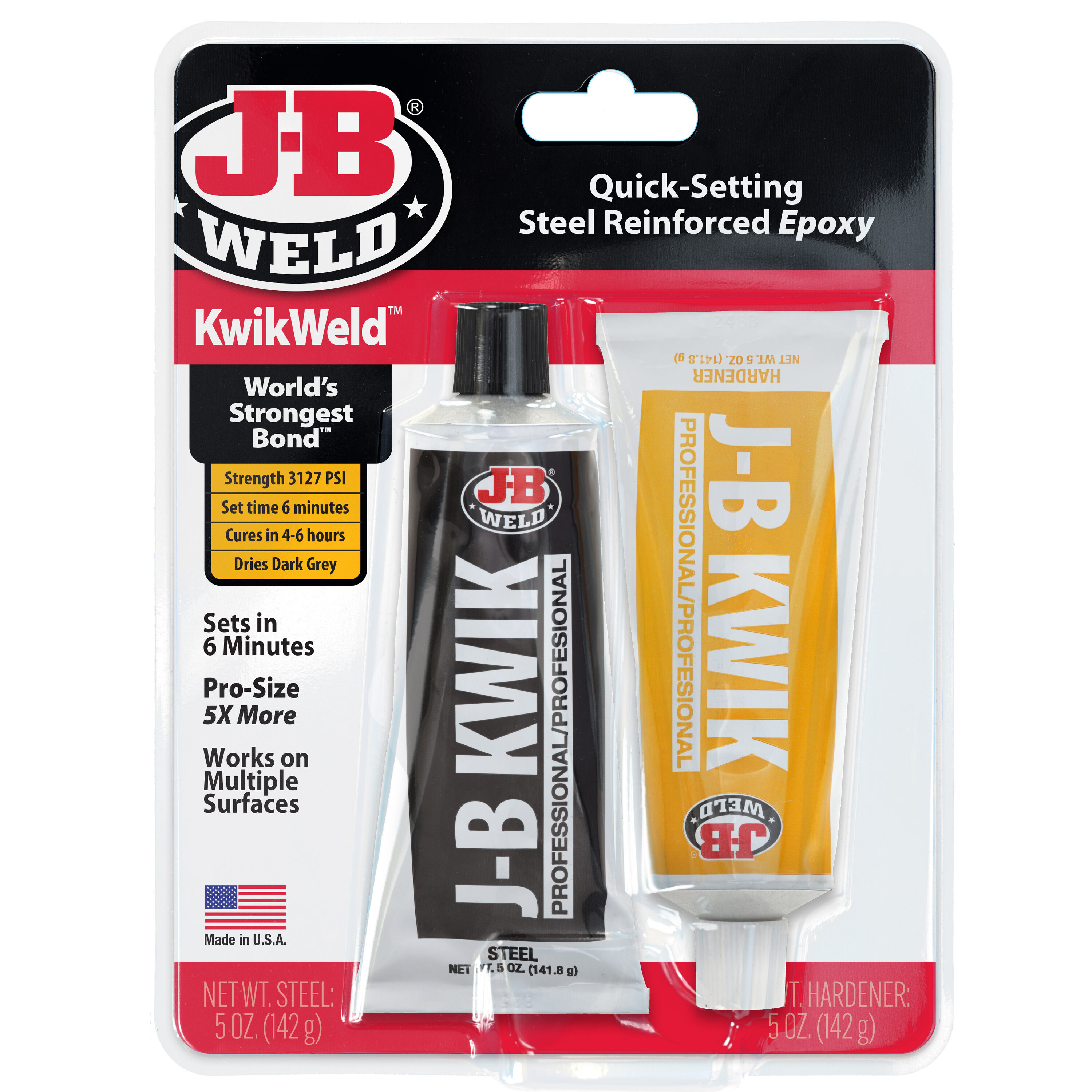 J-B WELD Pro Size Original Twin Tubes Epoxy Adhesive, 10 oz, Interior/Exterior, Waterproof, Heat Resistant, Multi-use, Gray