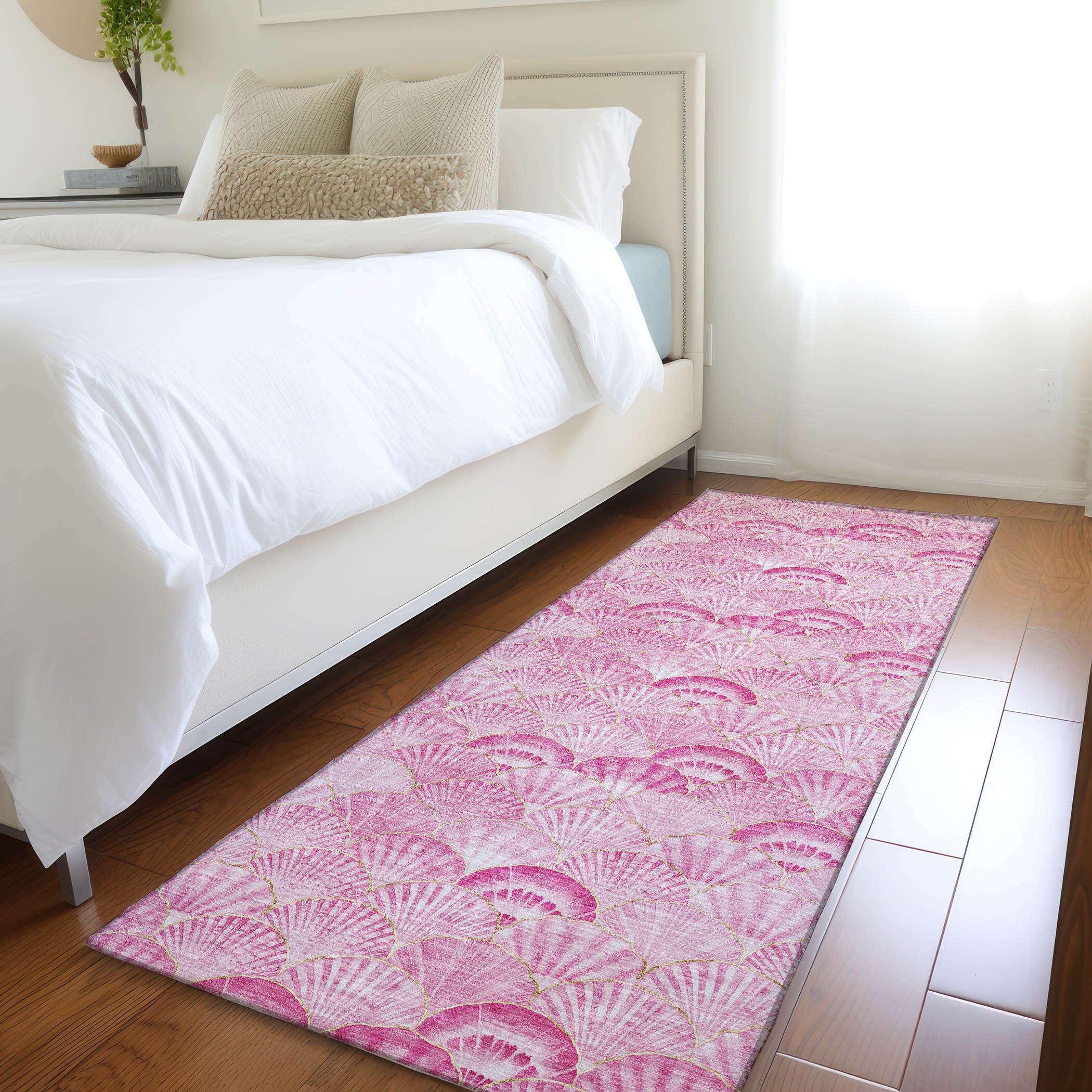Addison Rugs AMF181PI2X8 Mayfield AMF181PI 2 x 7 (ft) Loomed Polyester Pink Rectangular Indoor Geometric Machine washable Area rug