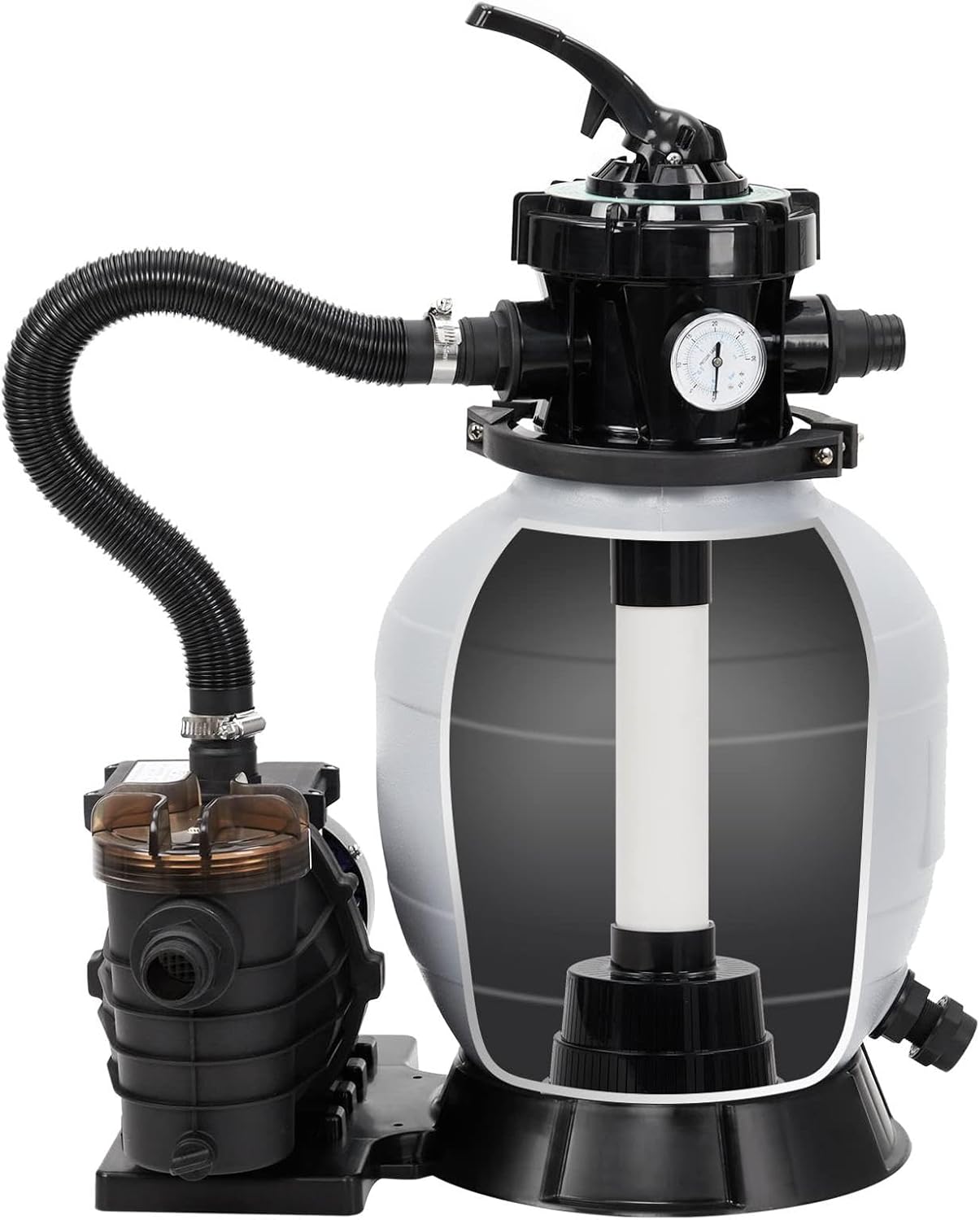 GAOMON 12 Inch 1/2HP 400W Pool Sand Filter Pump- High Flow Pool Pump for Above Ground Inground Pool Spa Water Cleaning White+filter ball