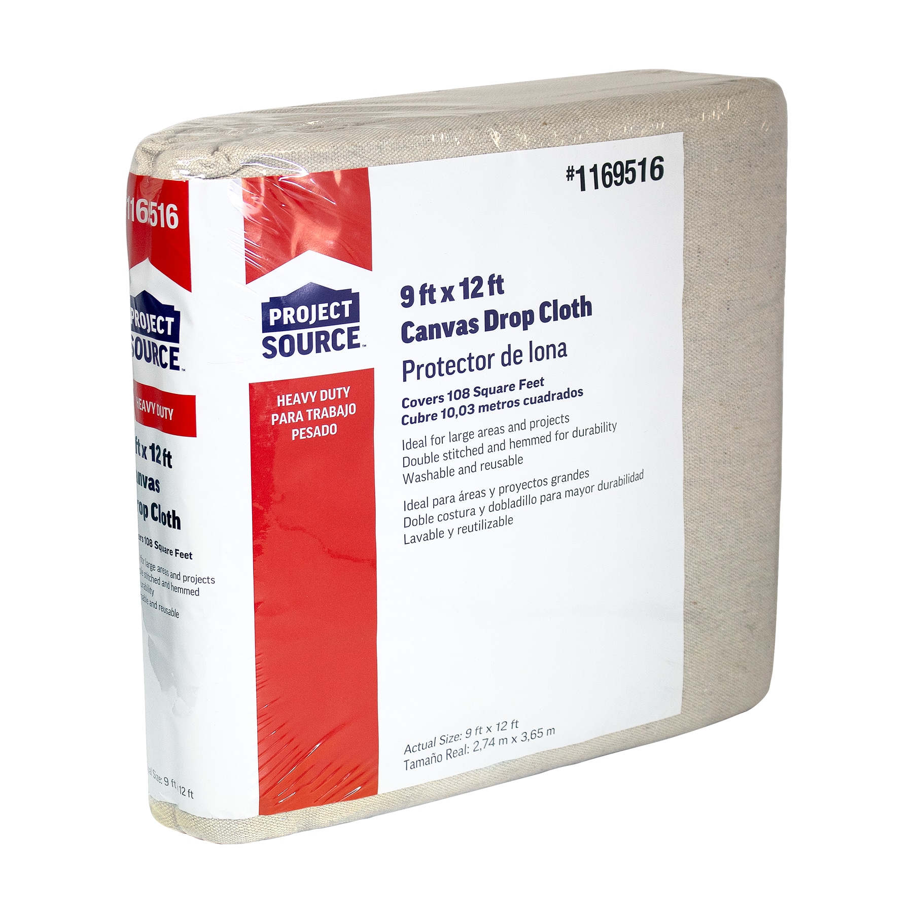 Project Source K-CD912-8PS 8oz Canvas 8-oz 9-ft x 12-ft Drop Cloth