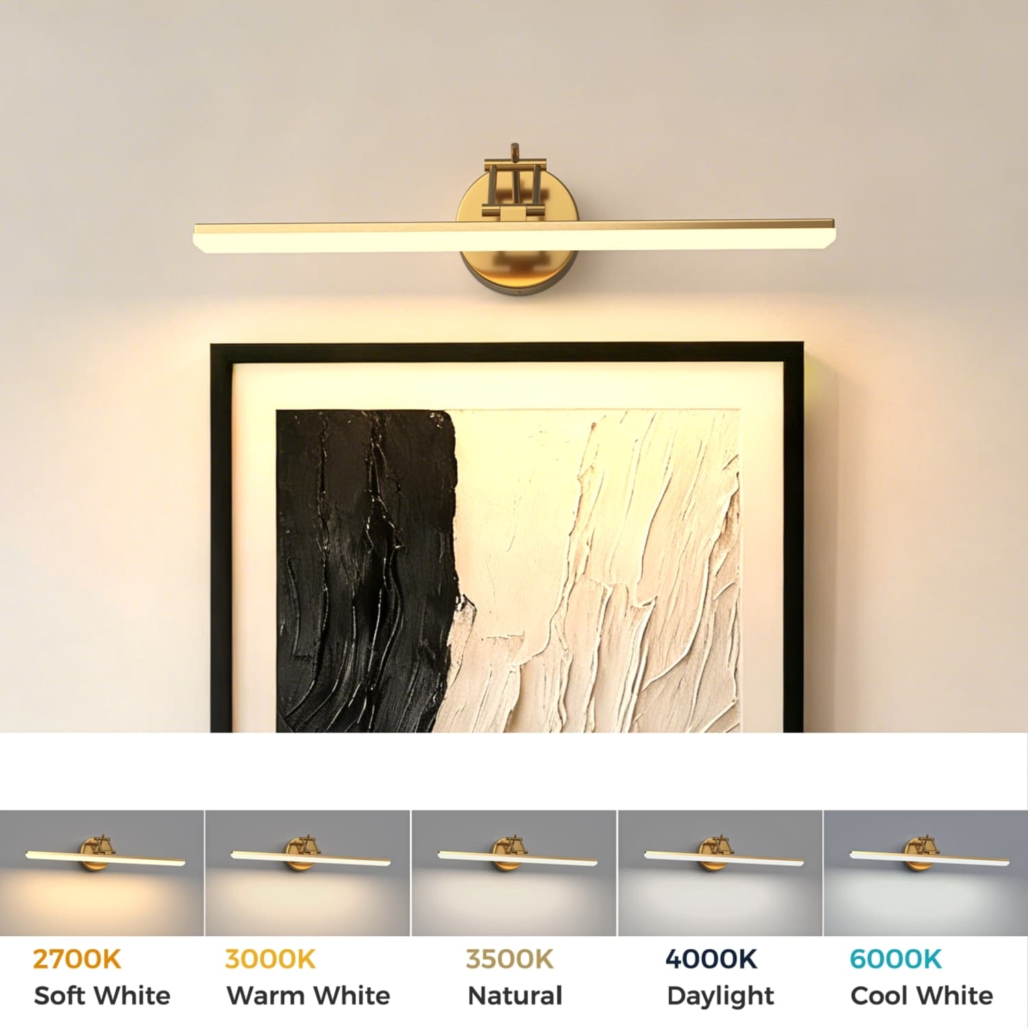 DORESshop 23.6 Inch 5CCT LED Bathroom Vanity Light with Matte Black Finish and Expandable Design #LSC-LQ-JQ37501AFBK1