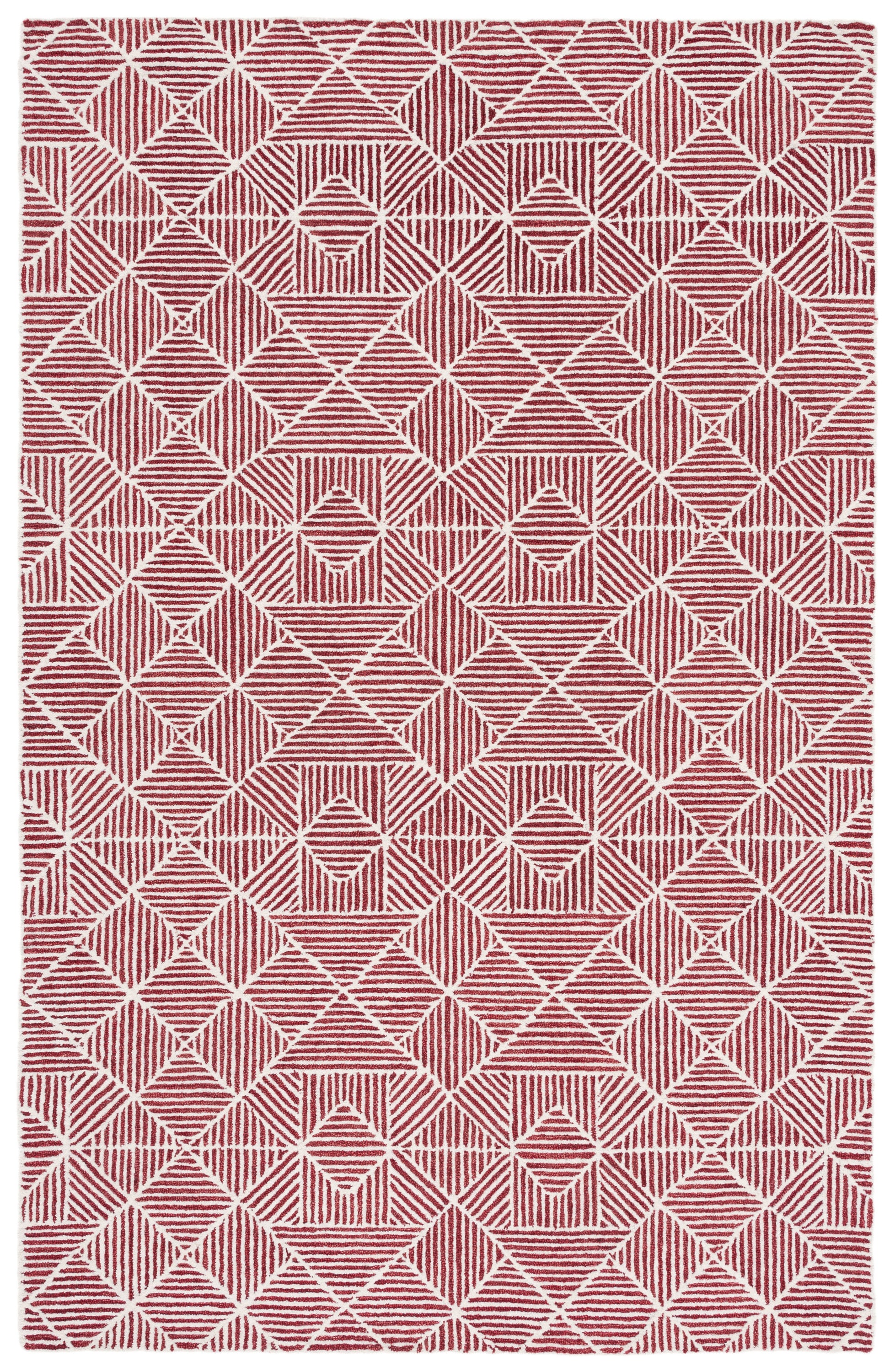 Safavieh ABT763Q-4 Abstract Renee 4 x 6 (ft) Tufted Wool Red/Ivory Rectangular Indoor Geometric Farmhouse/Cottage Area rug