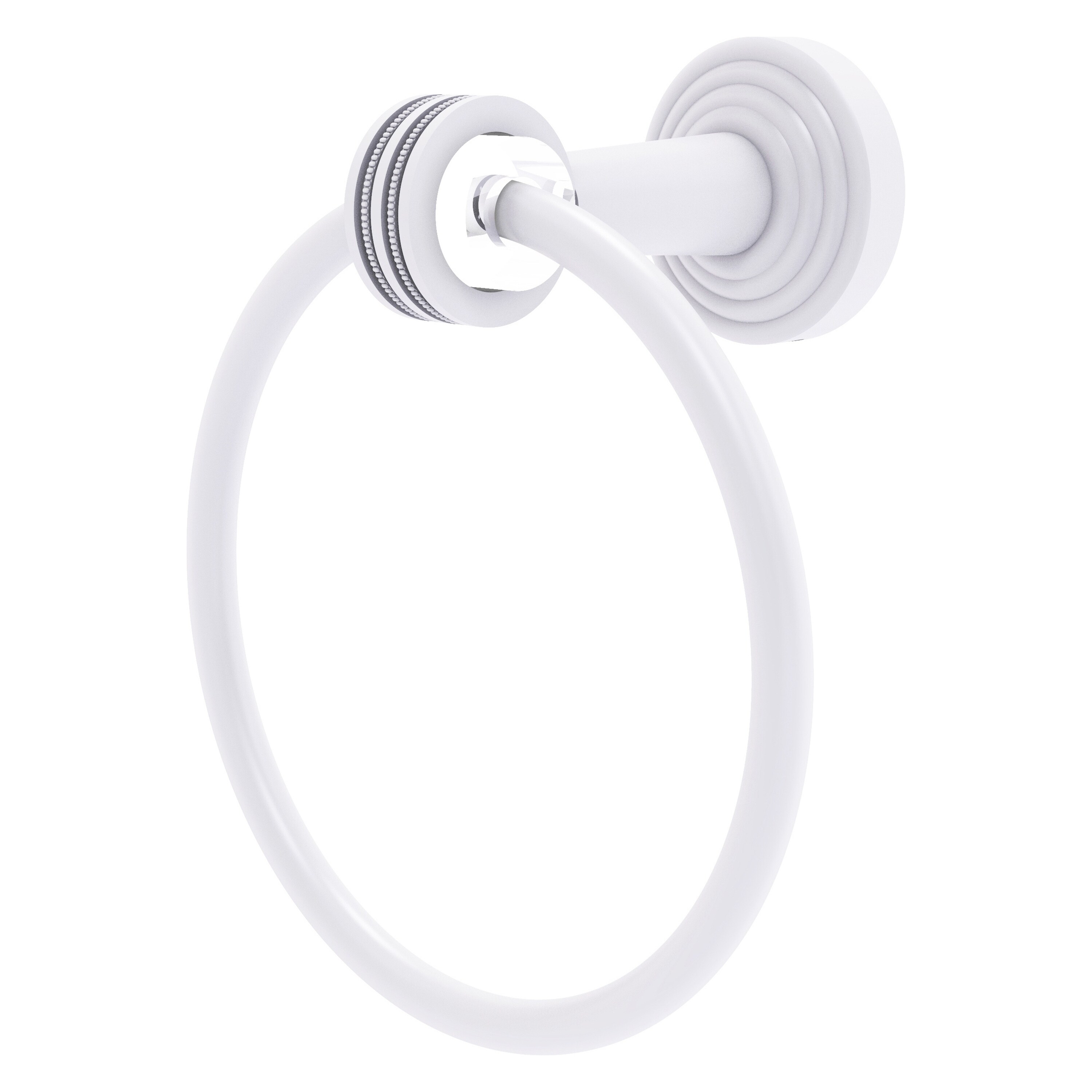 Allied Brass PB-16D-WHM Pacific Beach Matte White Wall mount Single Towel Ring