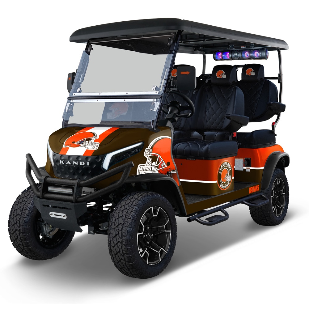 Kandi Cleveland Browns, 4 Seat Electric Golf Cart With Lithium Battery 