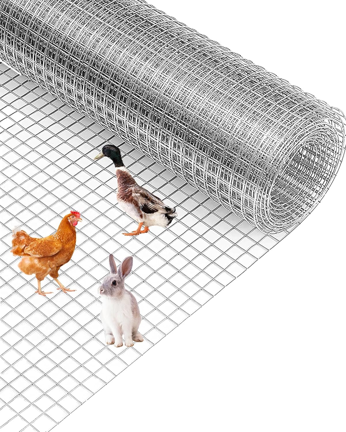 Qeetex LMY-PPG-33D89SWR 1/2 Inch 36in x 100ft 19 Gauge Post Welding Galvanized Chicken Wire Mesh Roll Hardware Cloth for Chicken Coop Garden Plant Protection Animal Enclosures （Silver）