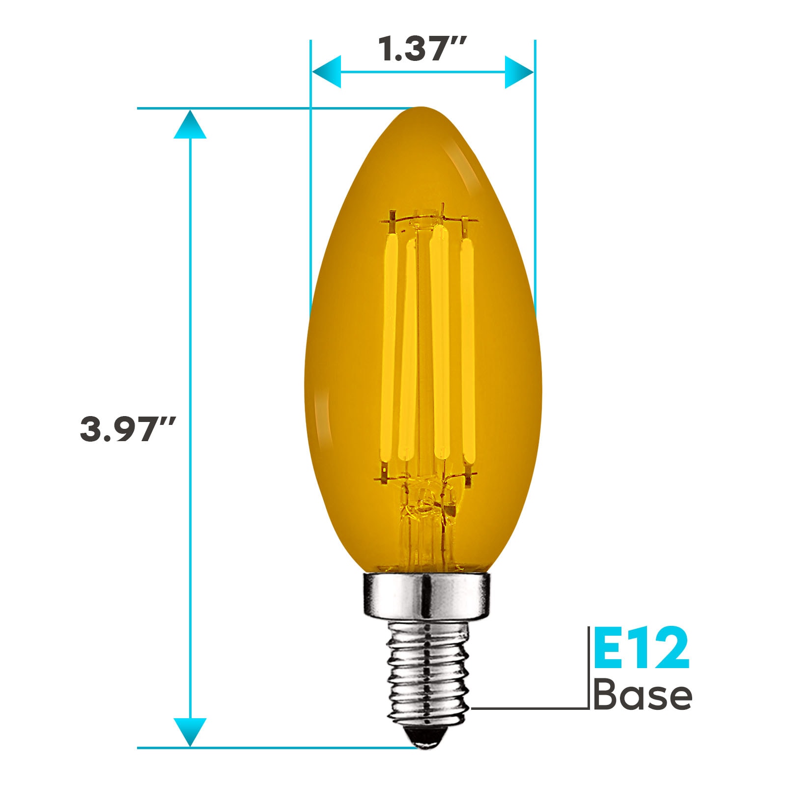 Luxrite 40-Watt EQ B11 Yellow Candelabra Base (E-12) LED Light Bulb (4 ...
