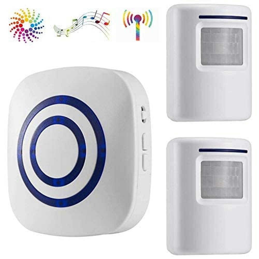 KIWDZFU  Wireless Driveway Alarm Door Chime Home Security System with Plug in Receiver and 2 PIR Motion Sensors Weatherproof for Office Store
