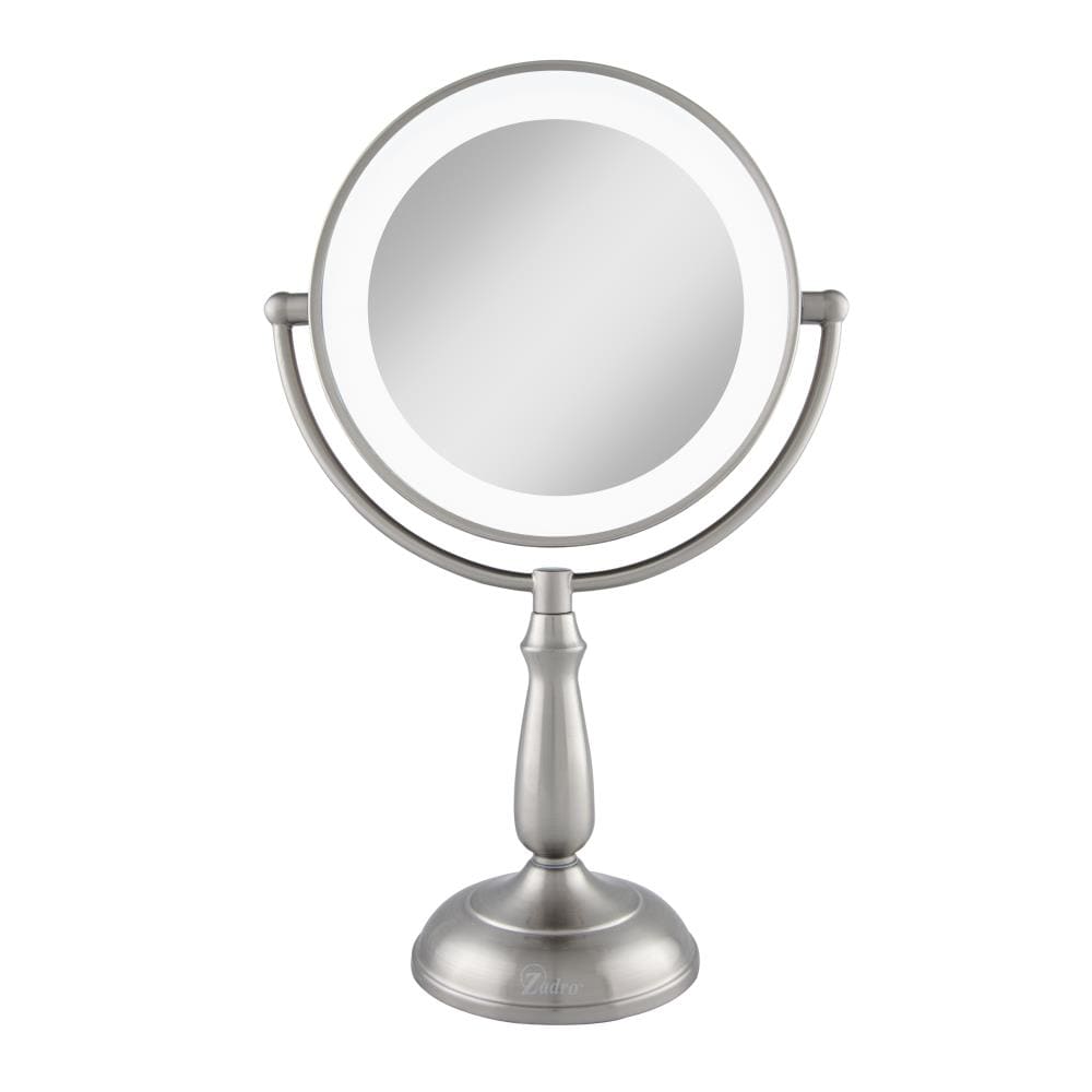 5.5-in x 17.25-in Satin Stainless Steel Double-sided 7X and Over Magnifying Countertop Vanity Mirror with Light | - Zadro LEDVPRT412