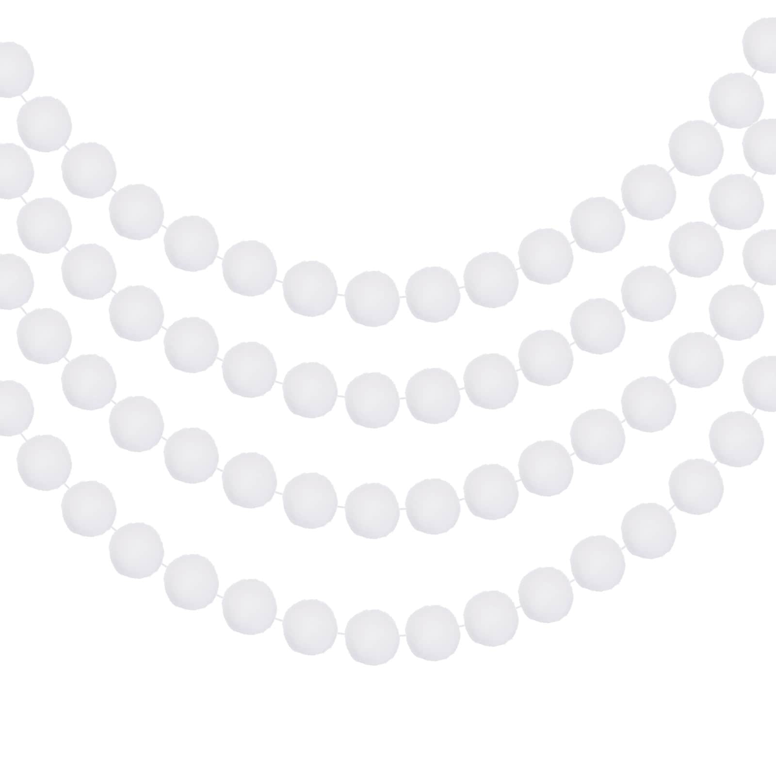 Unique Bargains - 4Pcs Felt Ball Garland White Pom Pom Garland Handing Balls 7.55 Feet Long 20 Ba...