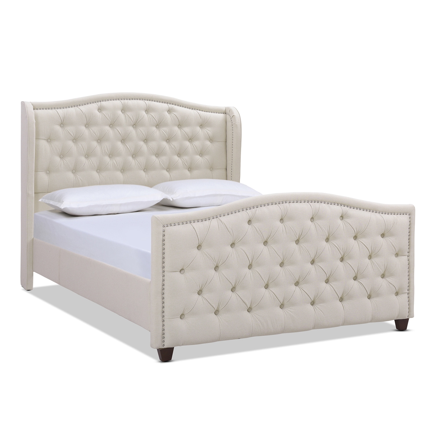 Jennifer Taylor Home 52130-3-970-2 Marcella Beige Queen Upholstered Panel Bed