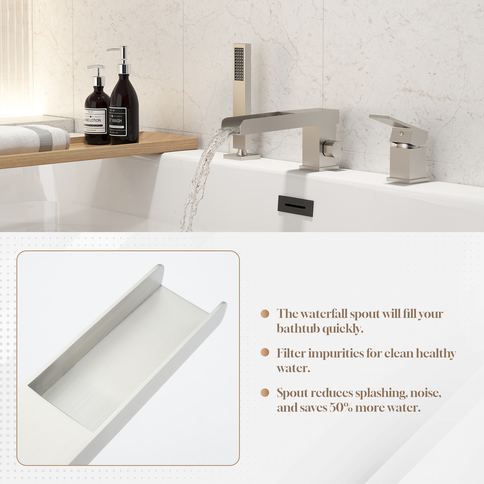 CASAINC CA-H4342-BN Roman-Tub-Faucets - View #7