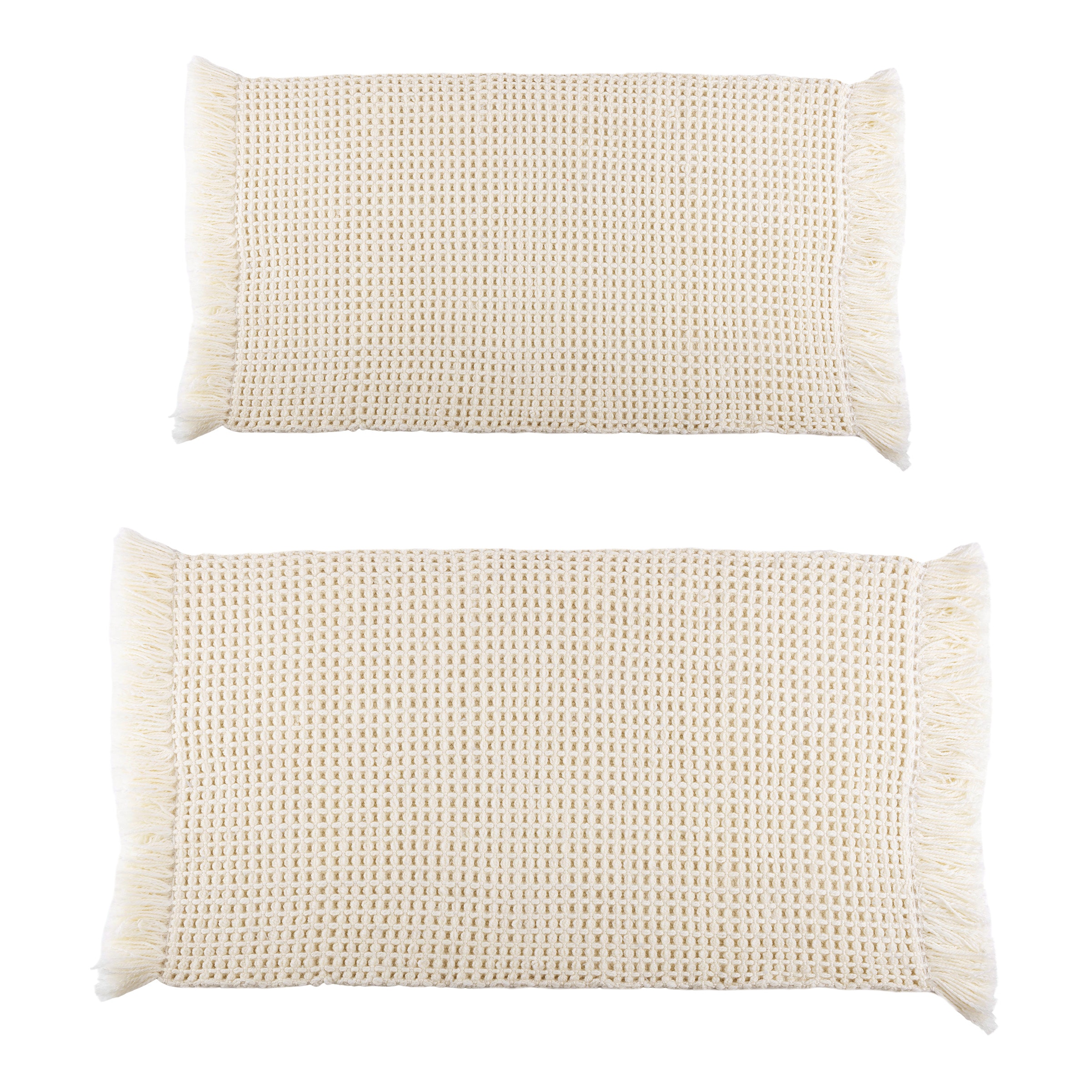 Lavish Home ST-BATH3-IVY 21-in x 34-in Ivory Cotton Bath mat set