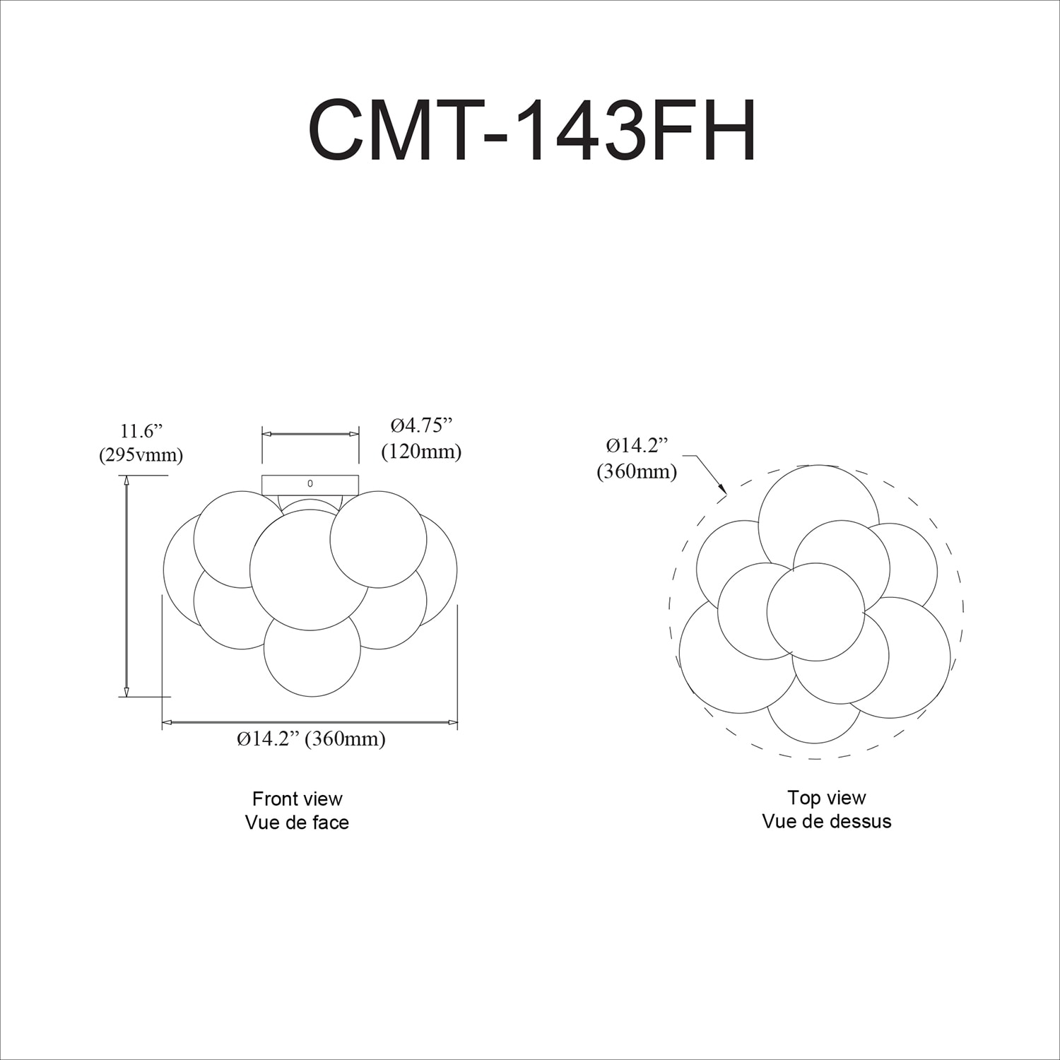 Dainolite CMT-143FH-CLR-PC flushmounts - View #3