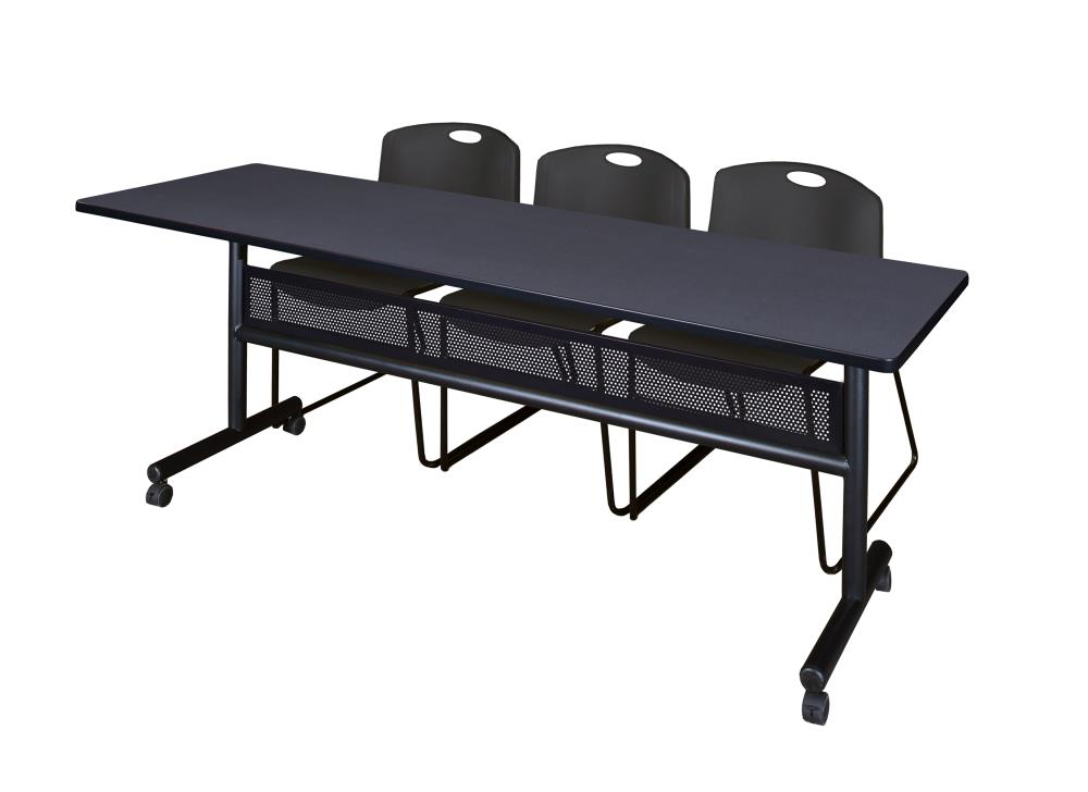 Regency MKFTM8424GY44BK Training Gray 4-Person Training Table (84-in W x 29-in H)