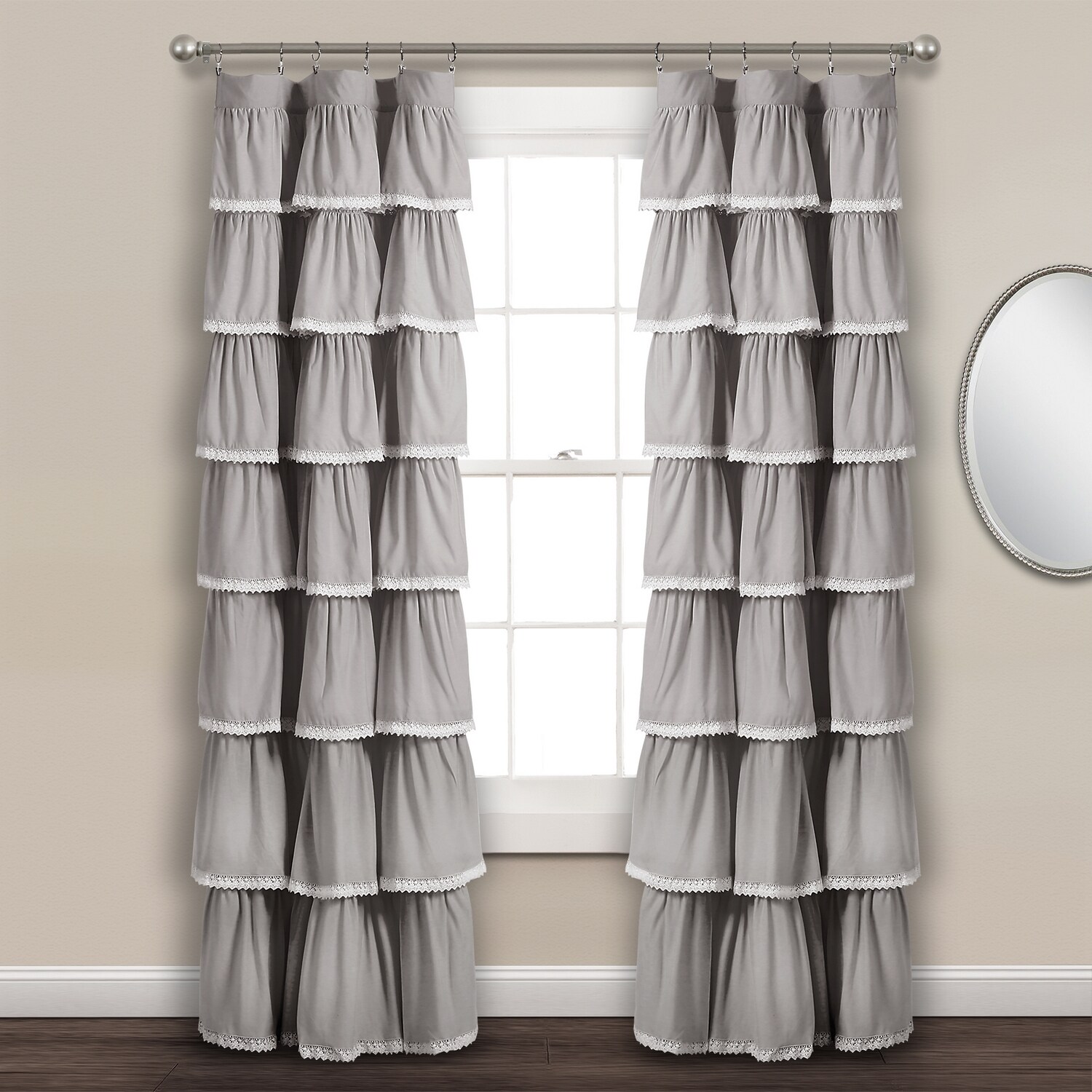 Lush Decor 16T002877 84-Inches Gray Rod pocket Single curtain panel