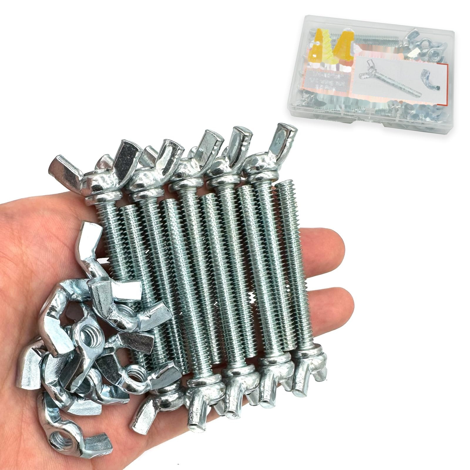 ITOPFOX 20 Pcs 1/4-20 x2 Wing Screw Bolts and Wing Nut Kit Zinc Plated Hardware Fitting Fastenings Assortment durable home #LIT0811I358