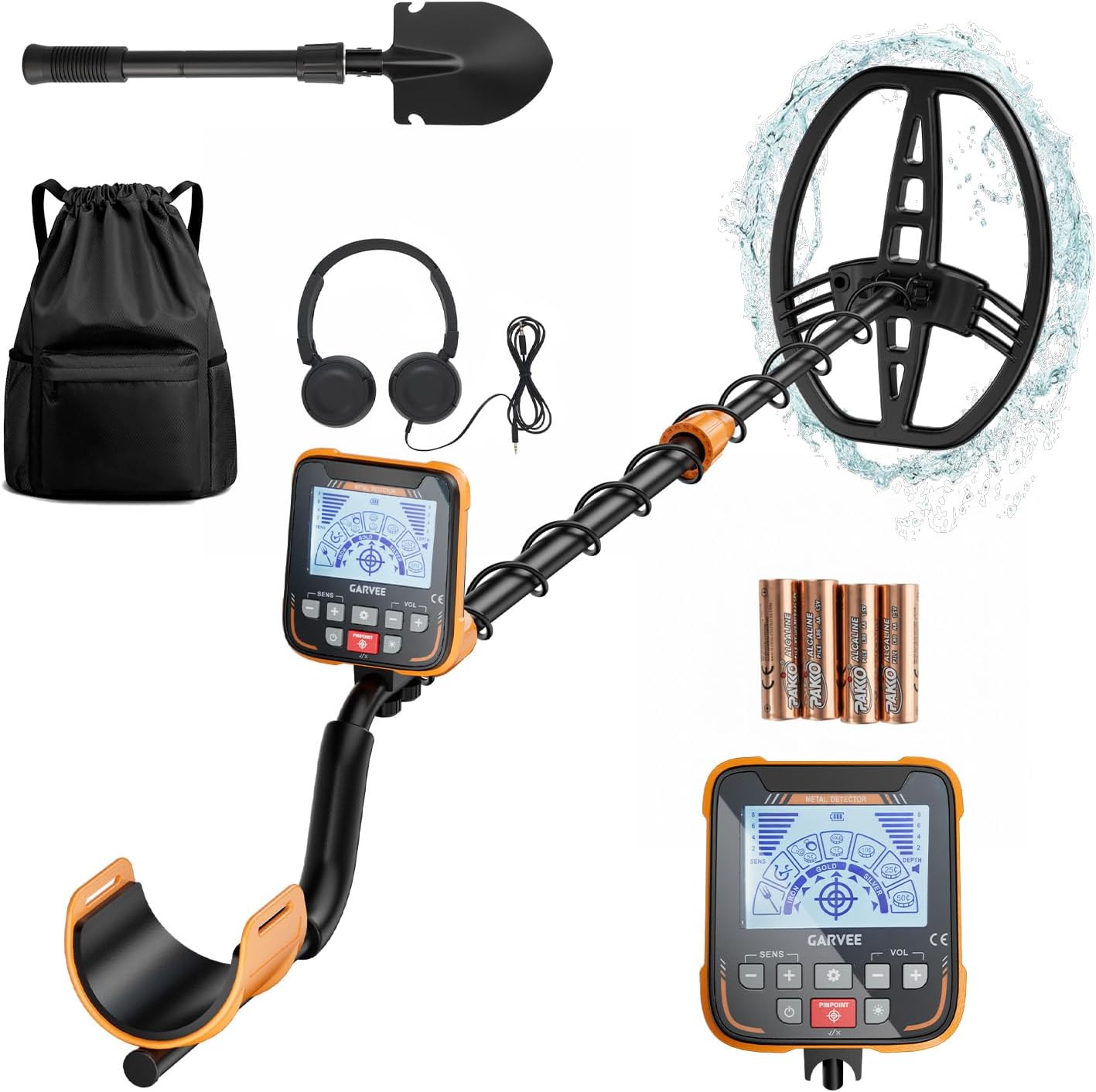 IdealHouse Metal Detector for Adults and Kids Waterproof Metal Detectors with High Accuracy Lightweight 8 in Waterproof Search Coil LCD Display Adjustable Length All Metal and Disc Modes #BZI-GTAFQWOD-YIW2W5H