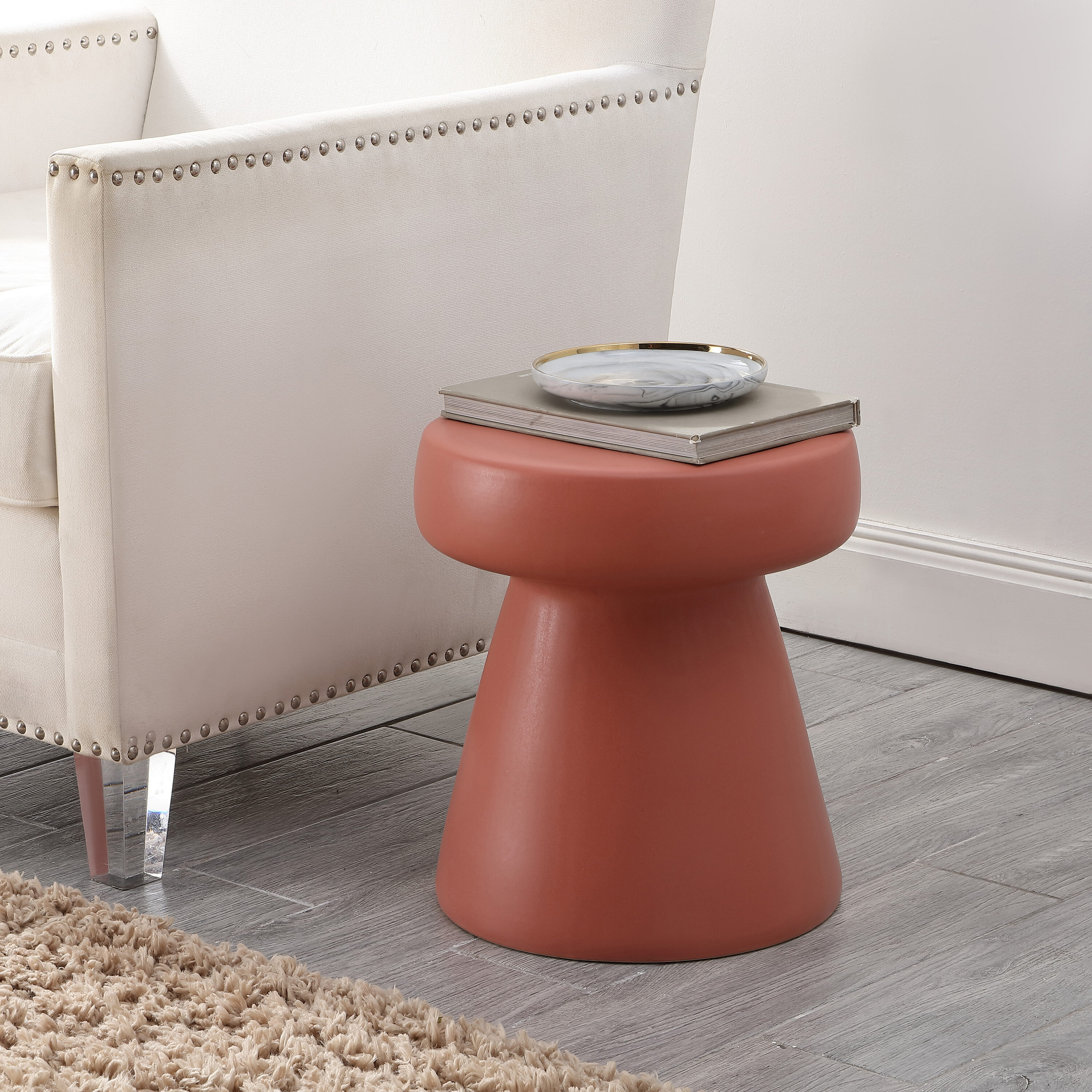  Noma 16 Inch Terracotta Ceramic Garden Stool