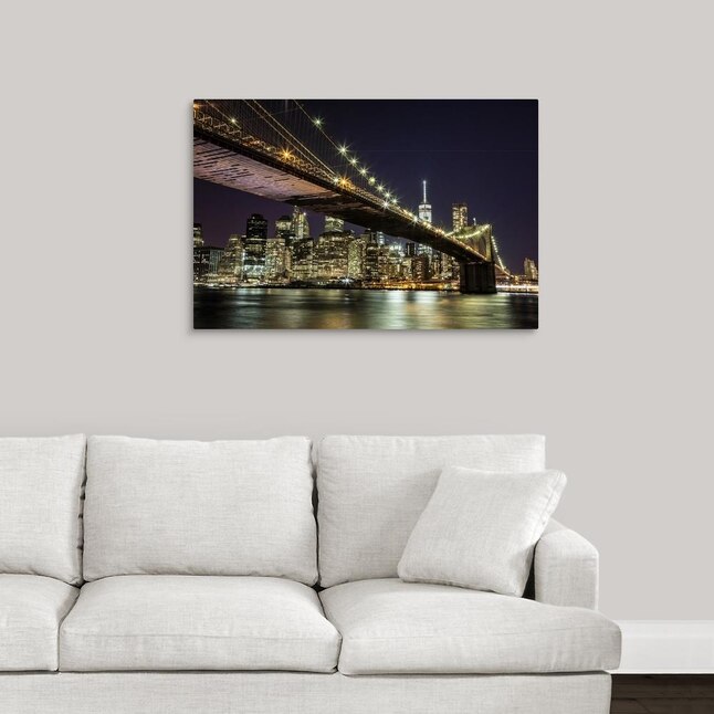 GreatBigCanvas The Brooklyn Bridge and view of 24-in H x 36-in W ...