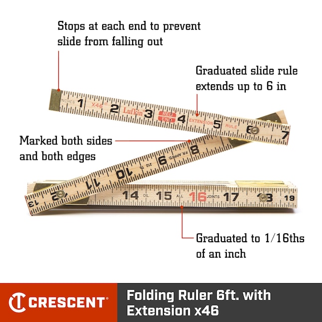 Crescent Lufkin 6-ft Wood Folding Ruler in the Yardsticks & Rulers ...