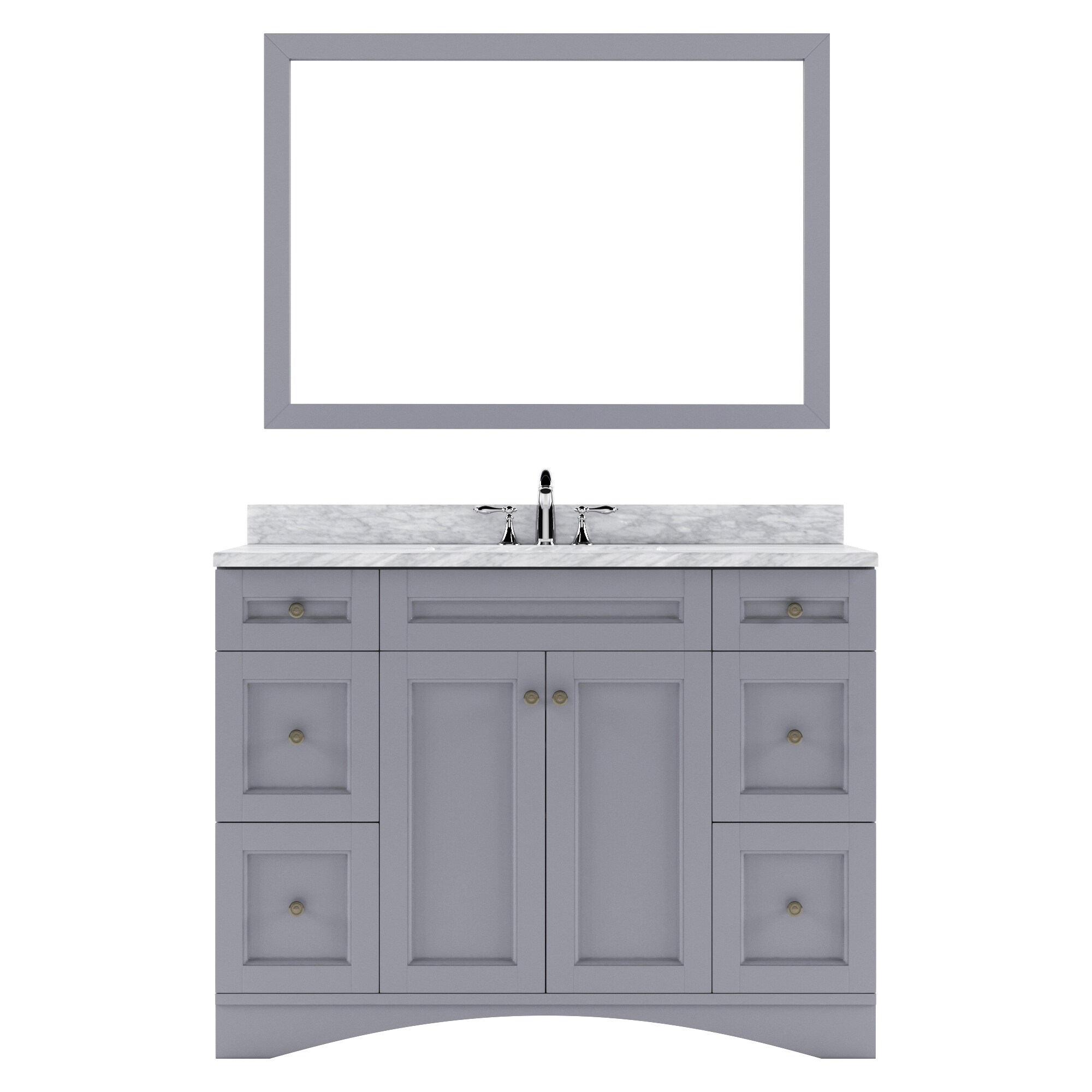 Virtu USA ES-32048-WMRO-GR Elise 48-in Gray Undermount Single Sink Bathroom Vanity with Italian Carrara White Marble Top (Mirror Included)